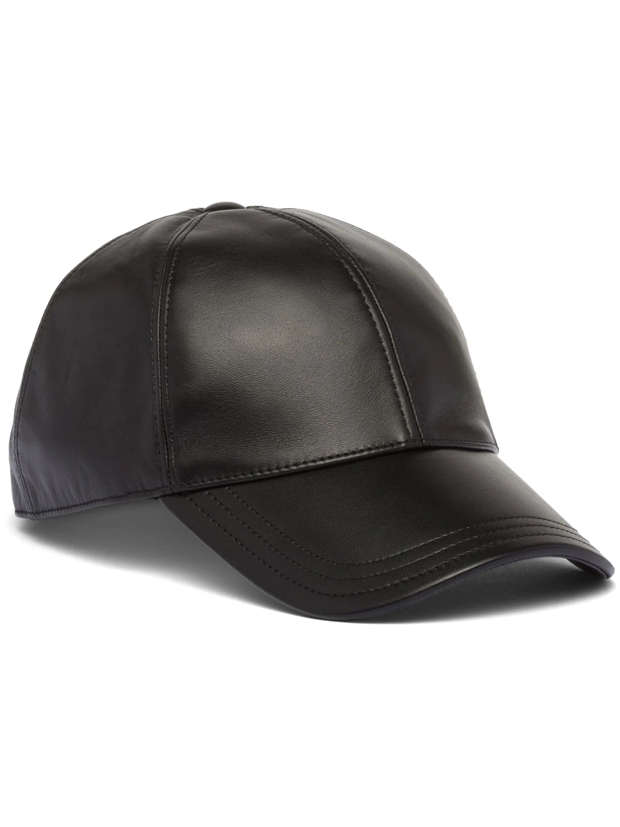 Prada triangle - logo leather baseball cap