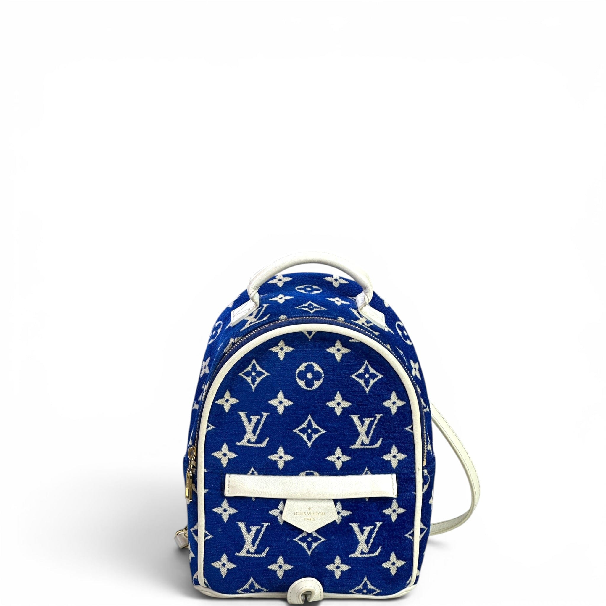 Louis Vuitton Palm Springs Backpack Mini Blue Velvet Monogram Jacquard