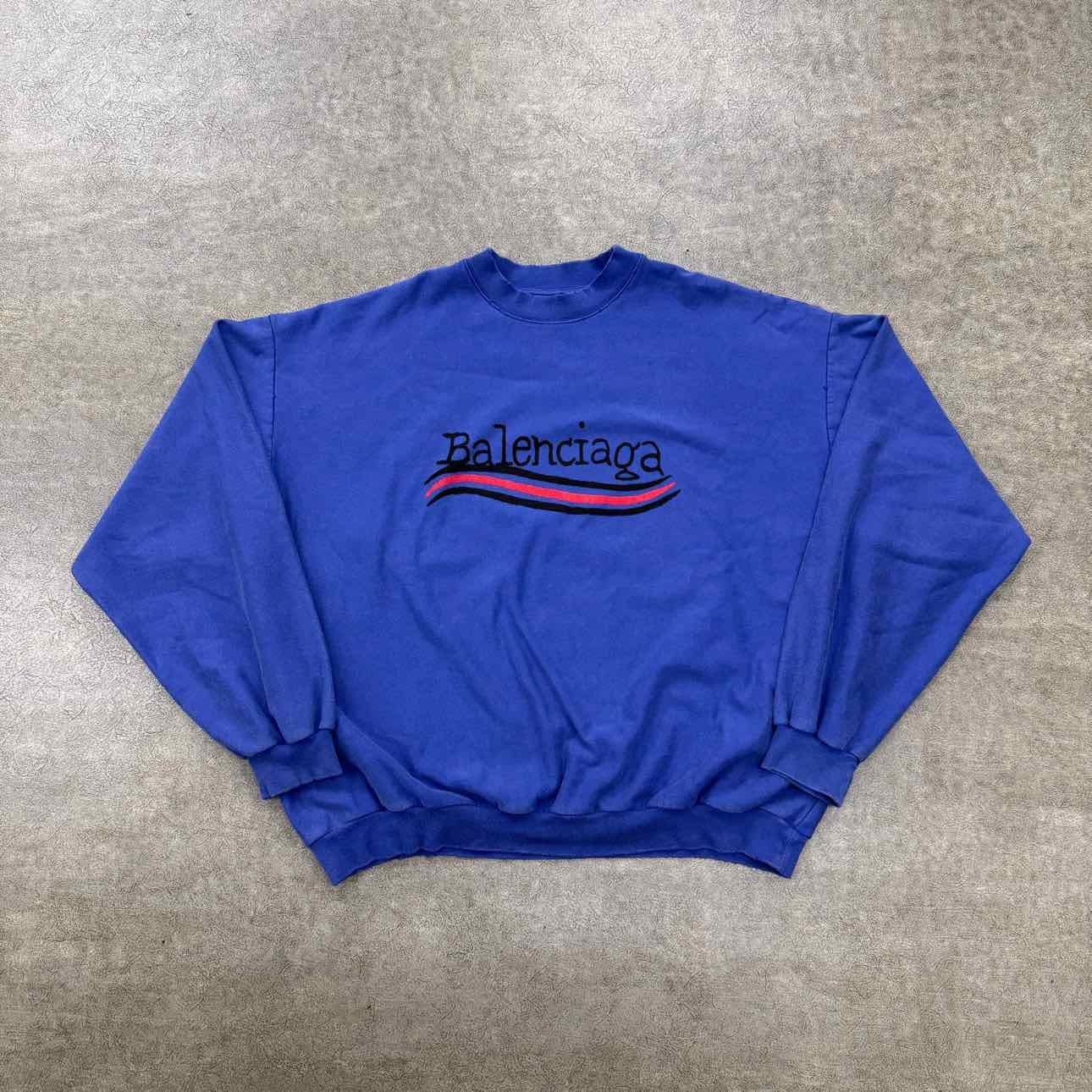 Balenciaga Crewneck Sweater GRAFFITI COLA Blue New Size 2