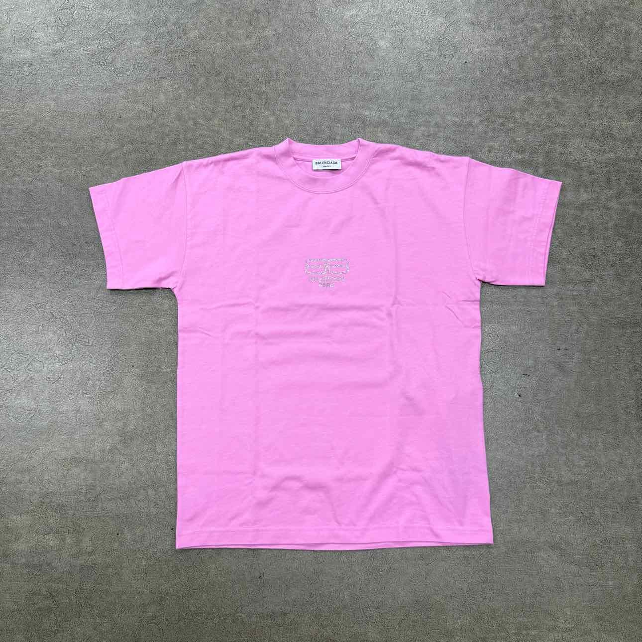 Balenciaga T - Shirt PARIS DIAMOND Pink New Size M