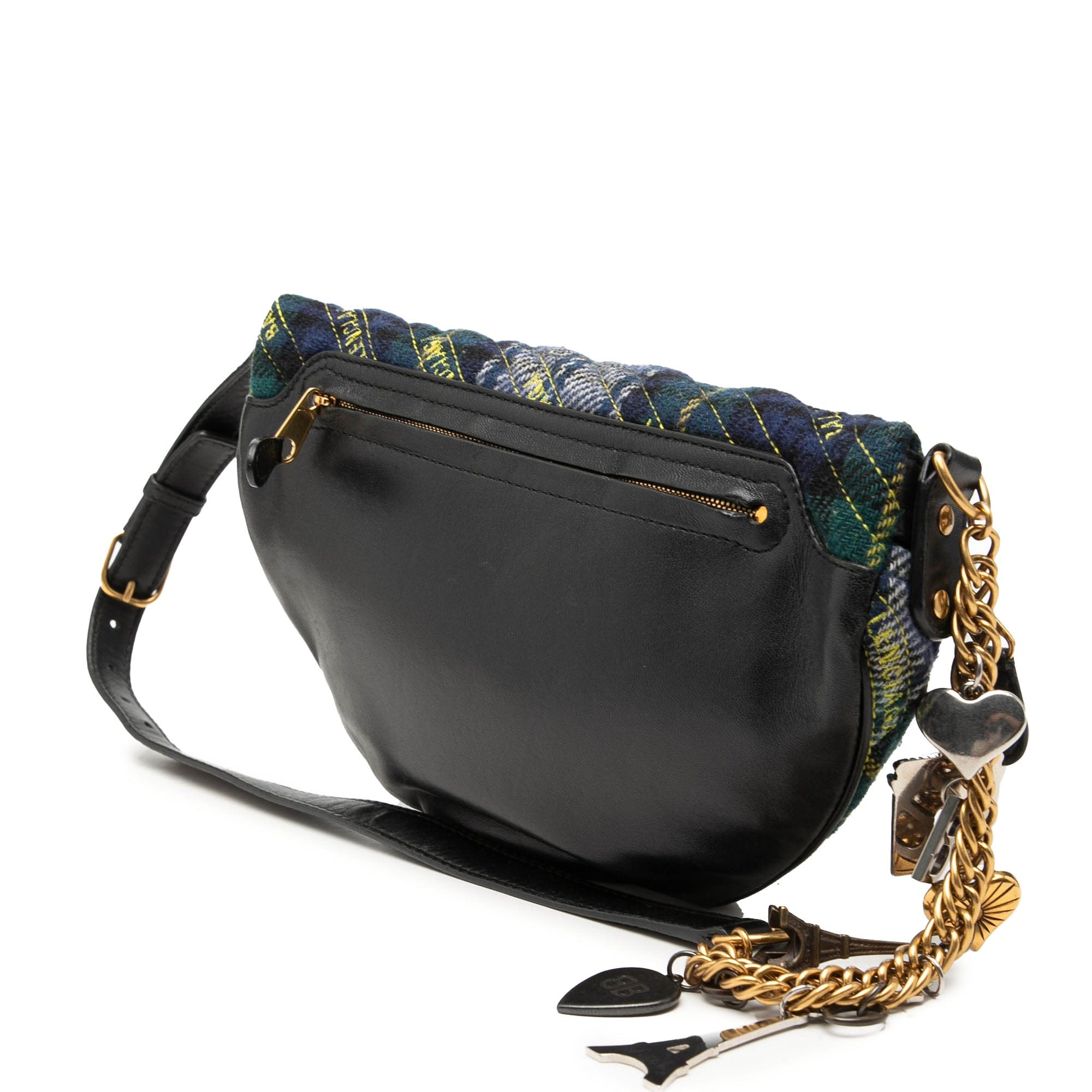 Balenciaga Diagonal Quilted Wool Allover Logo Souvenir Belt Bag XS