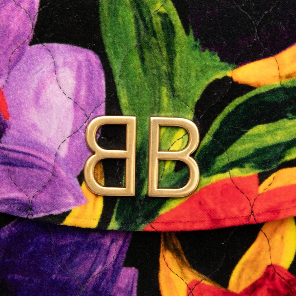 Balenciaga Velvet BB Floral Print Wallet On Chain