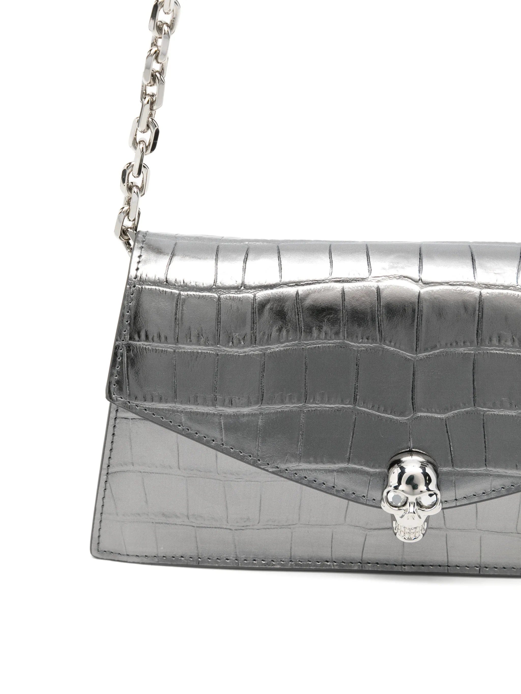 Alexander McQueen mini Skull croc - effect shoulder bag