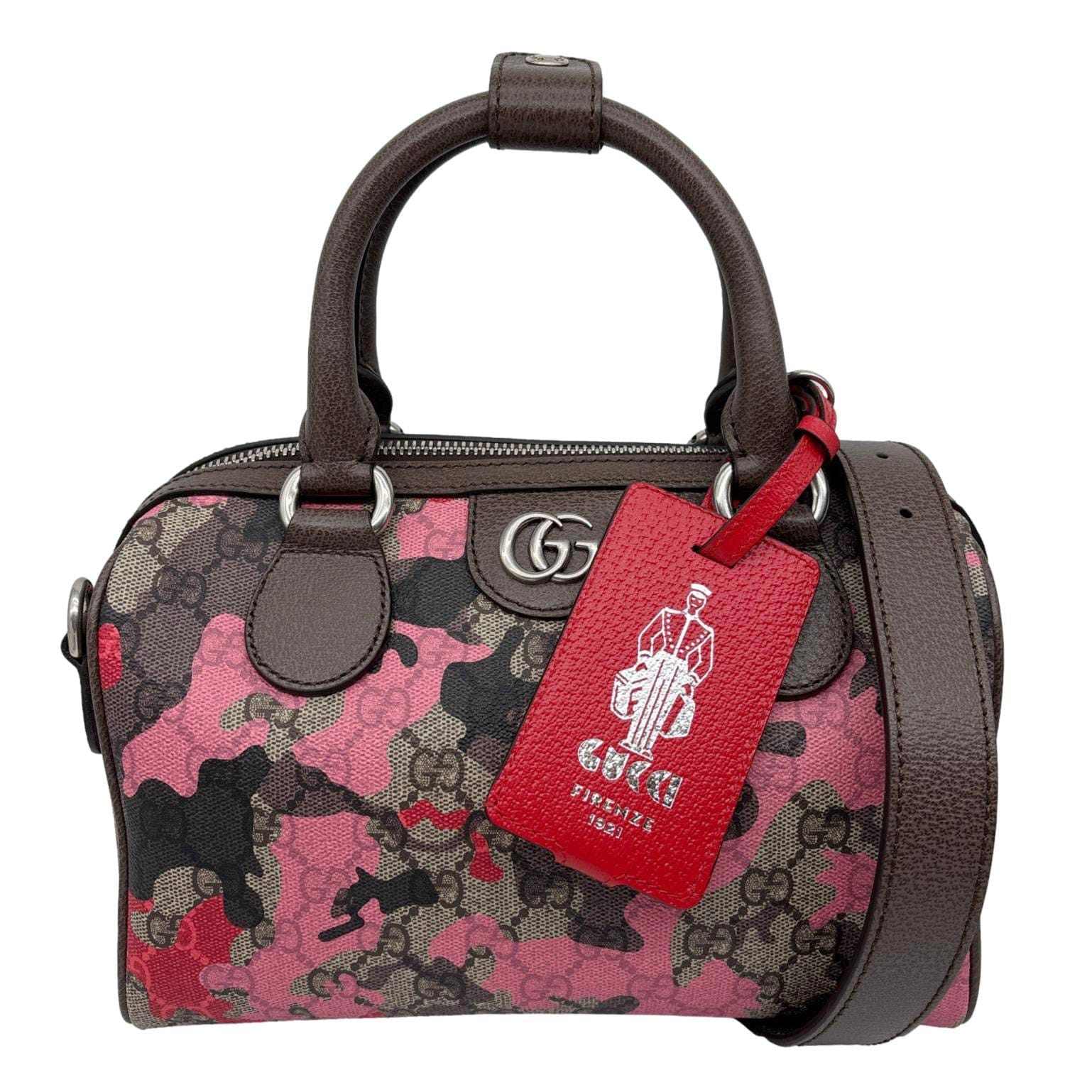 GUCCI Camouflage GG Supreme Canvas Duffle Bag Brown 854860