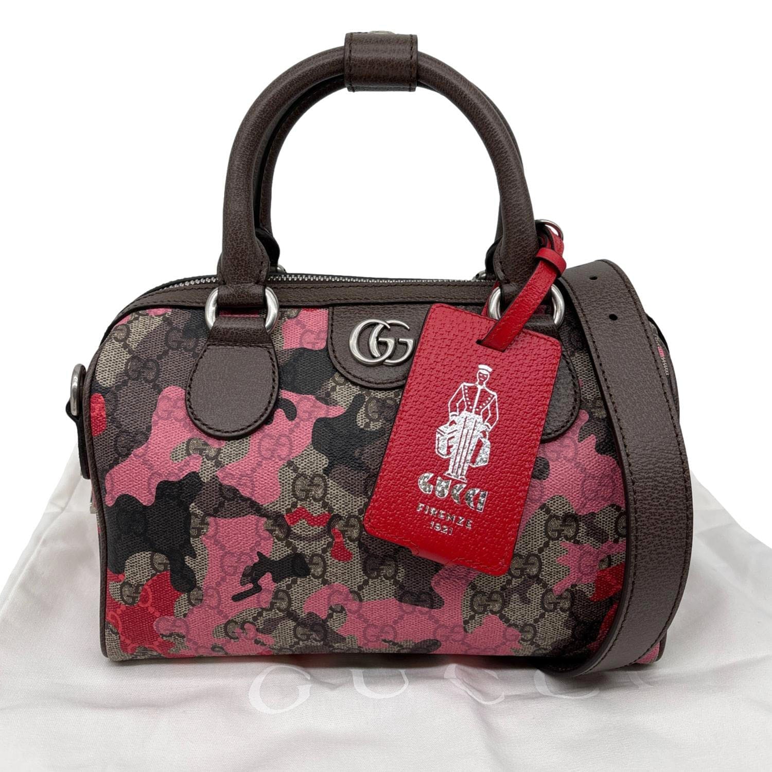 GUCCI Camouflage GG Supreme Canvas Duffle Bag Brown 854860