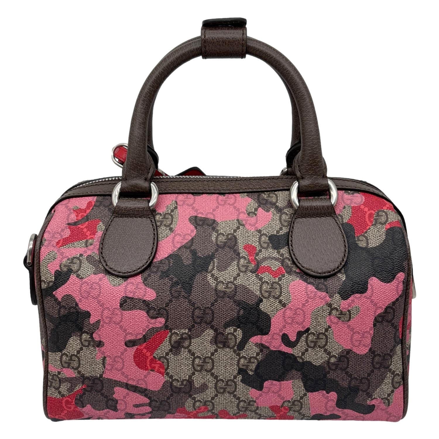 GUCCI Camouflage GG Supreme Canvas Duffle Bag Brown 854860