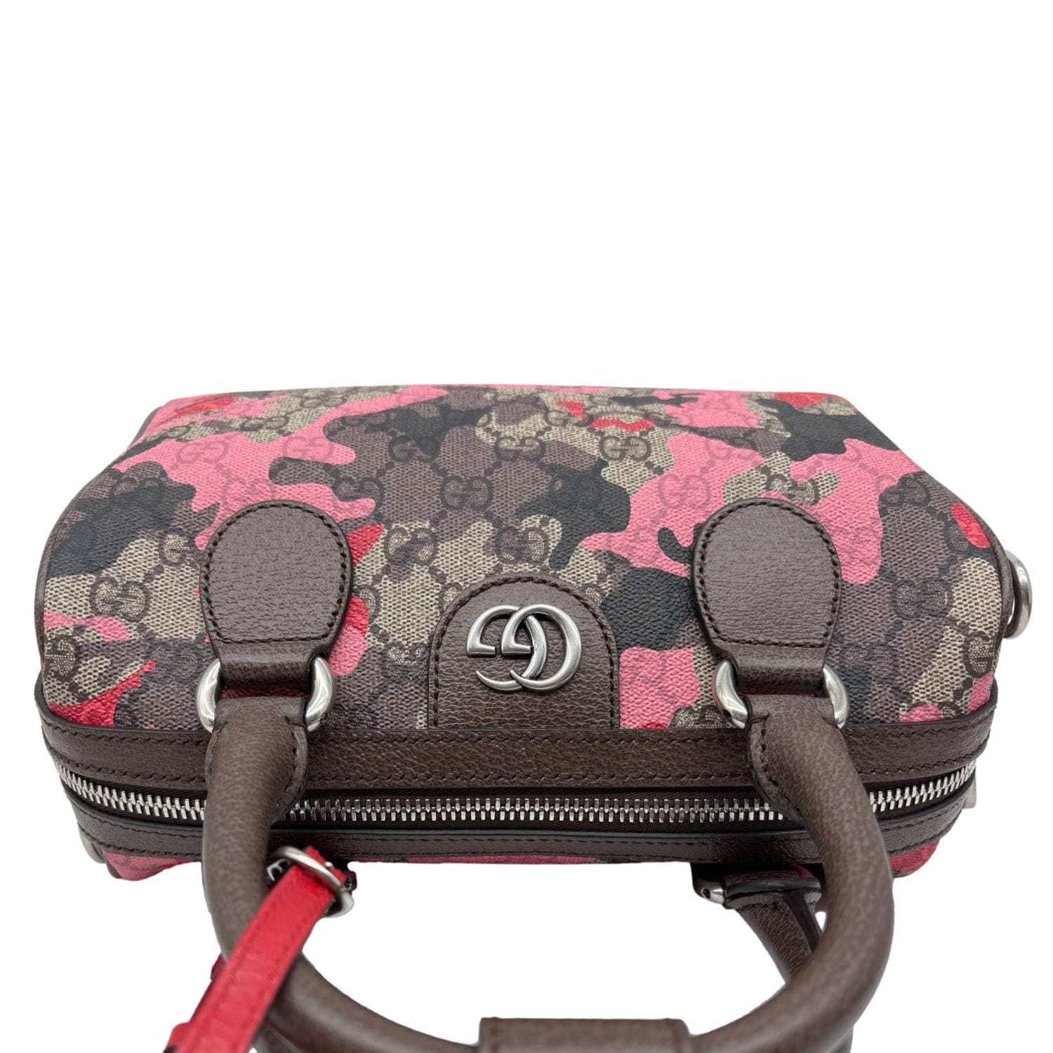 GUCCI Camouflage GG Supreme Canvas Duffle Bag Brown 854860