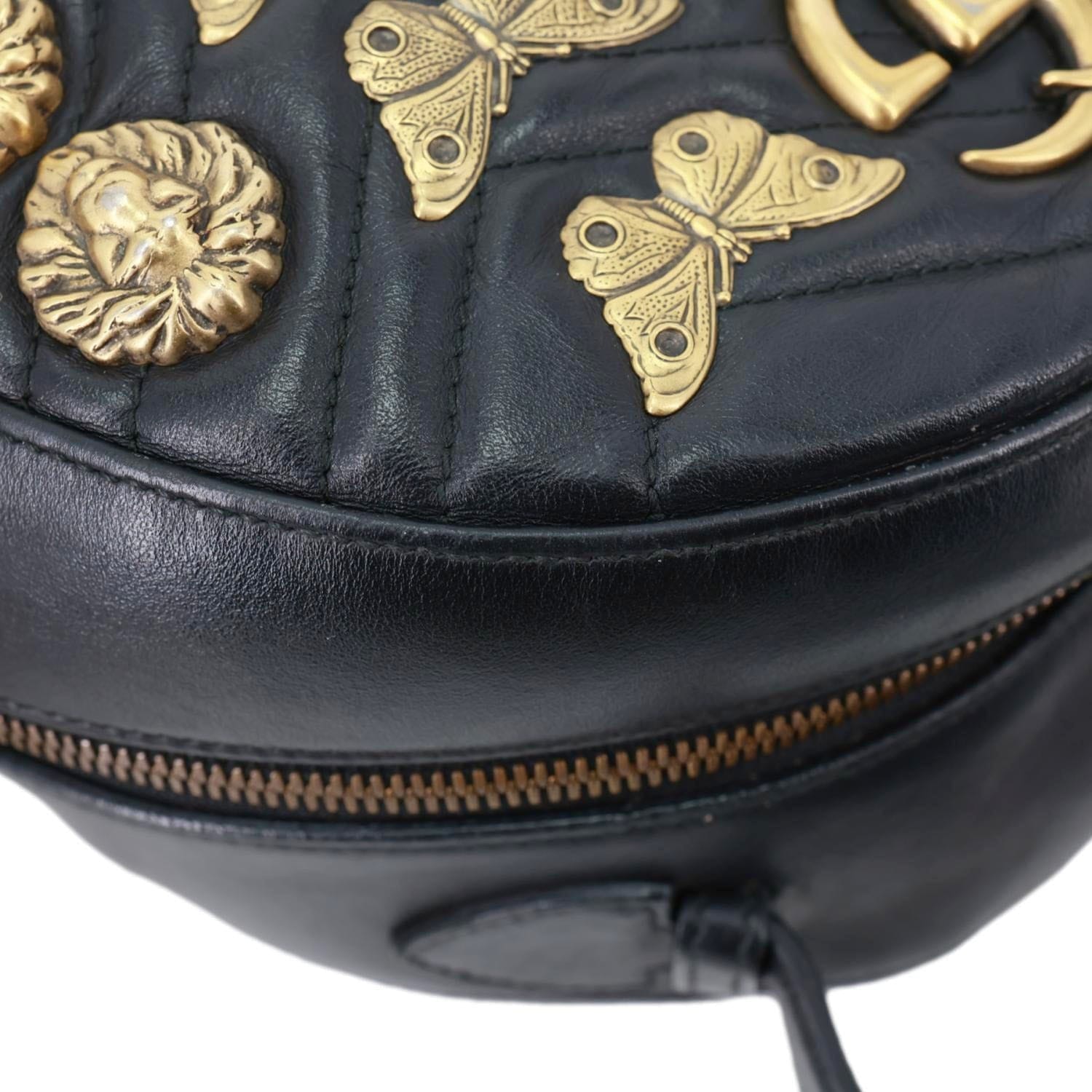 GUCCI GG Marmont Animal Studs Leather Backpack Black 476671