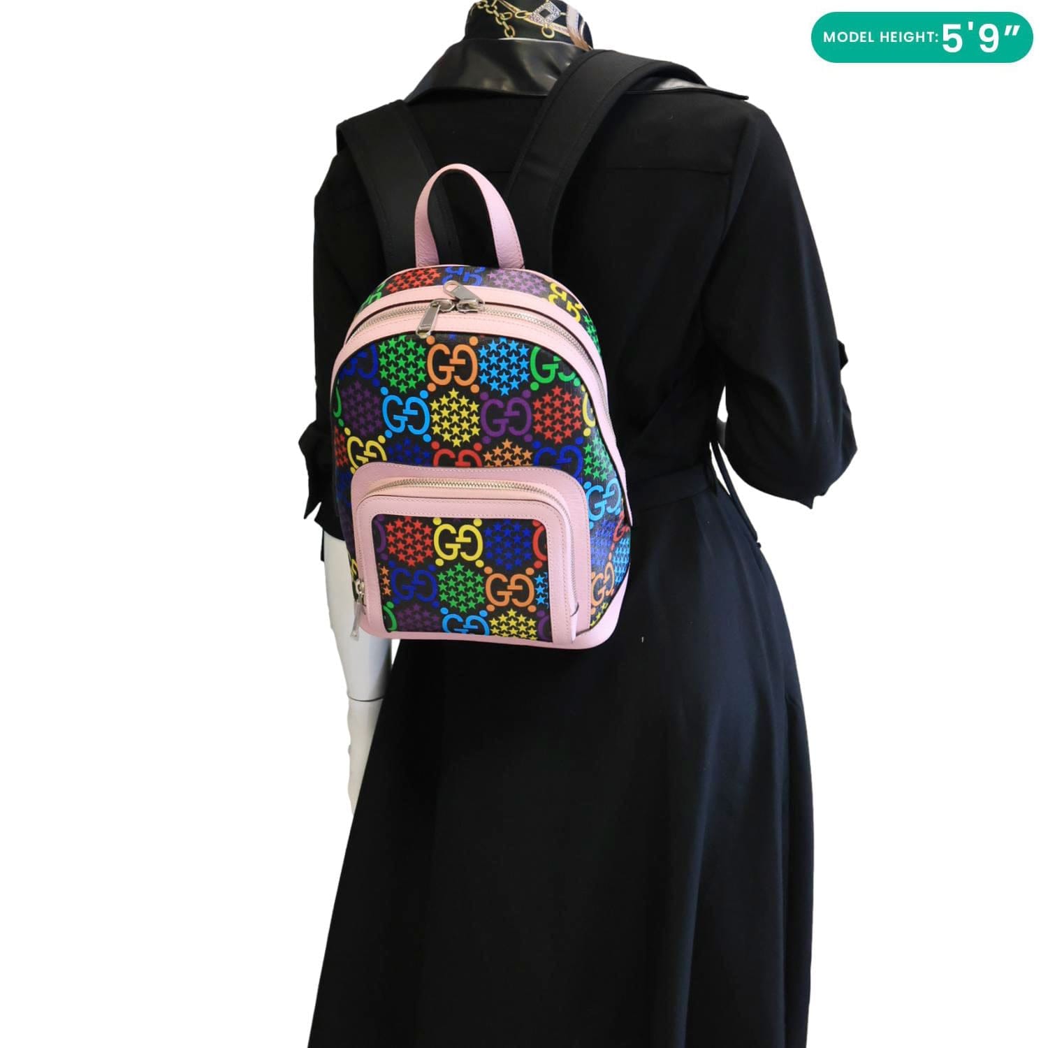 GUCCI Psychedelic GG Supreme Monogram Canvas Backpack Bag Multicolor 601296