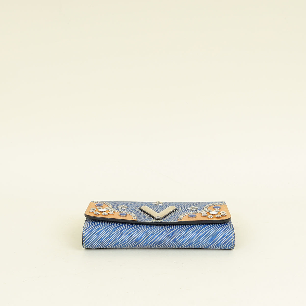 Louis Vuitton Blue Studded Twist Wallet On Chain