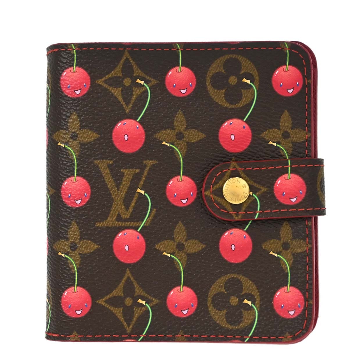 Louis Vuitton 2005 Monogram Cherry Compact Zip Wallet M95005