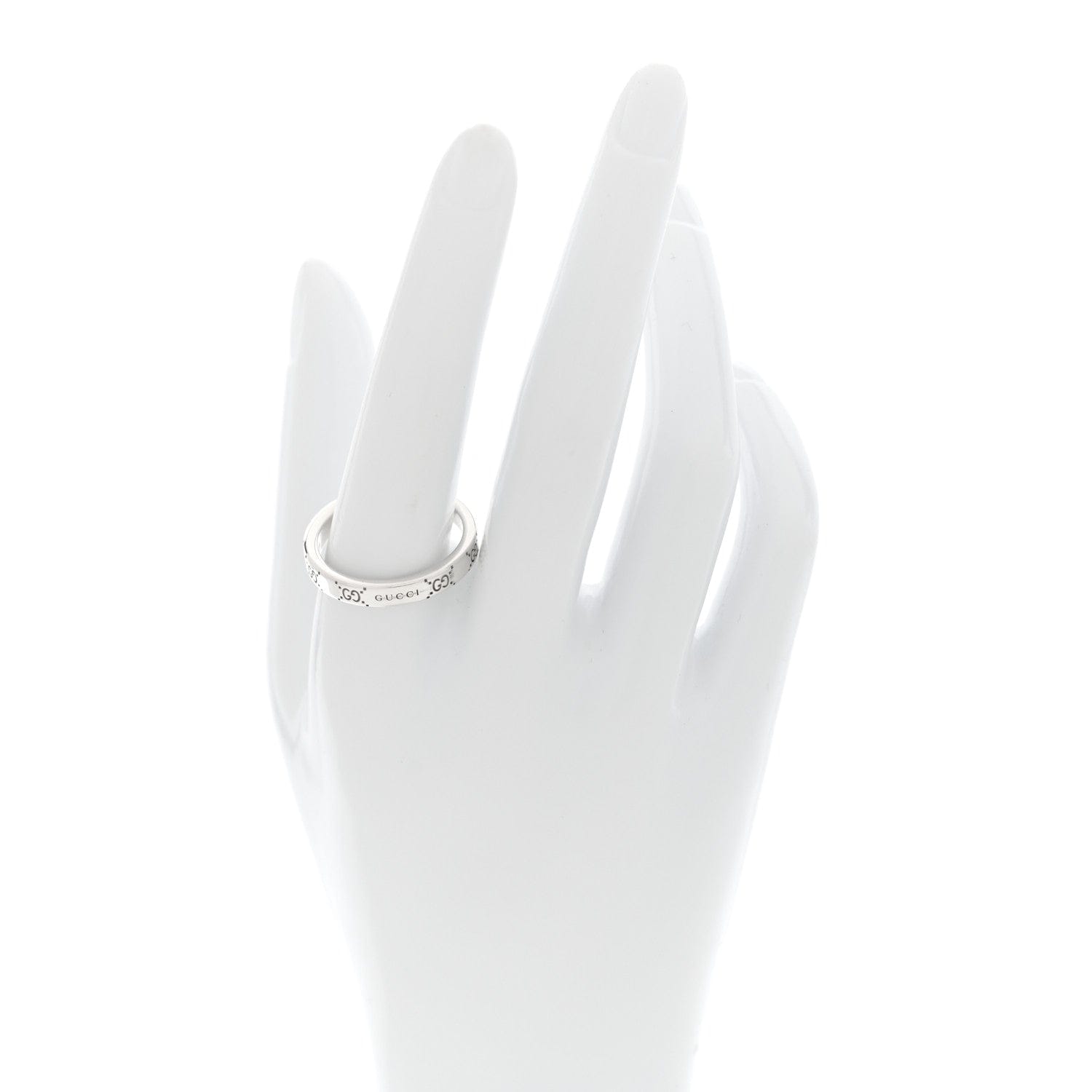 Gucci Sterling Silver Signature GG Narrow Band Ring 63 10.25