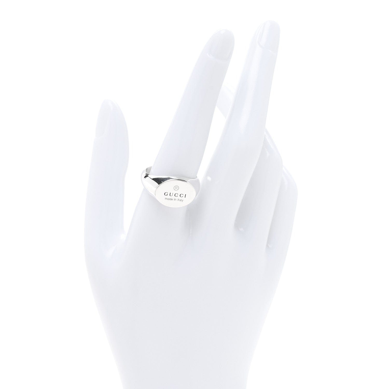 Gucci Sterling Silver Oval Trademark Ring 60 9
