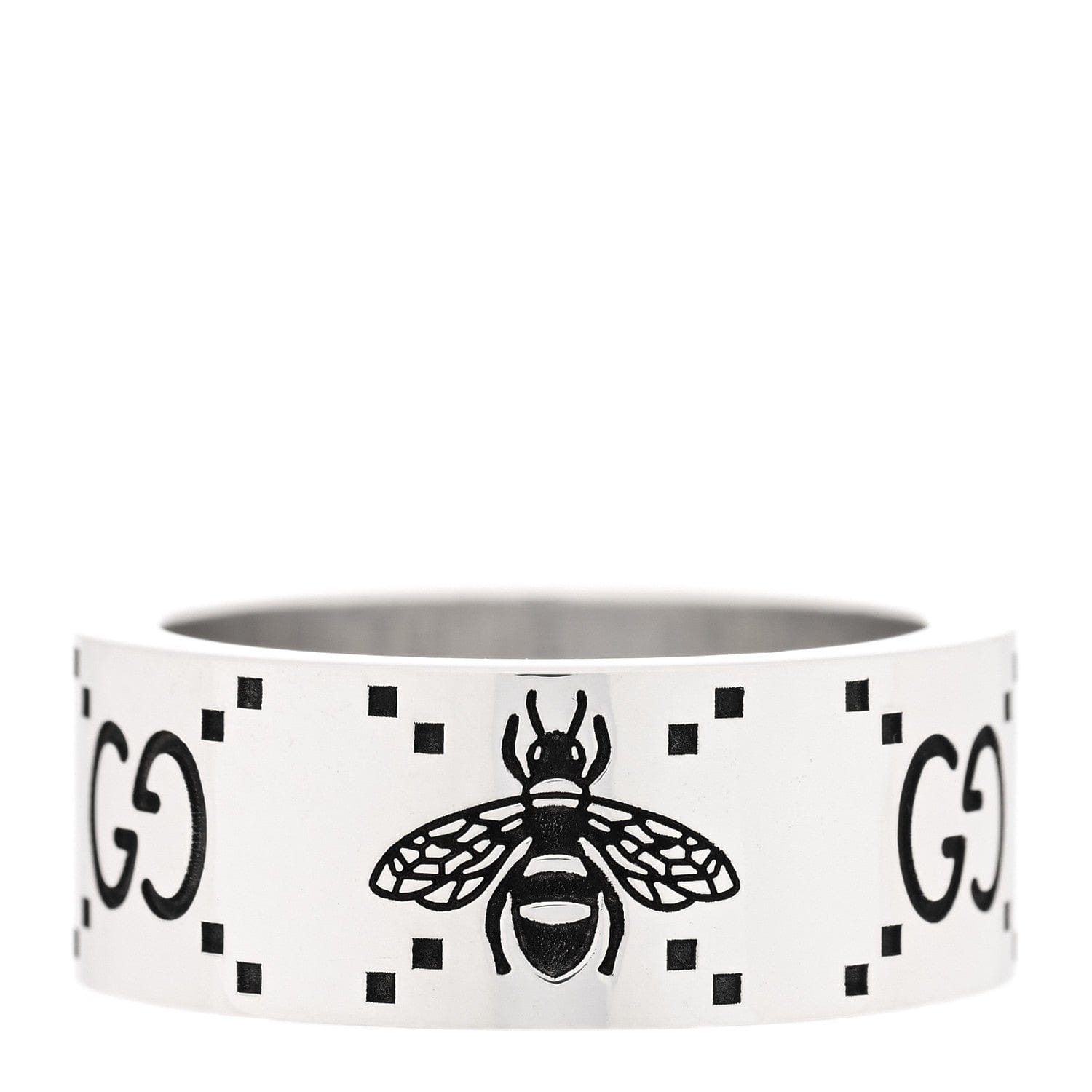 Gucci Sterling Silver GG Bee Band Ring 60 9