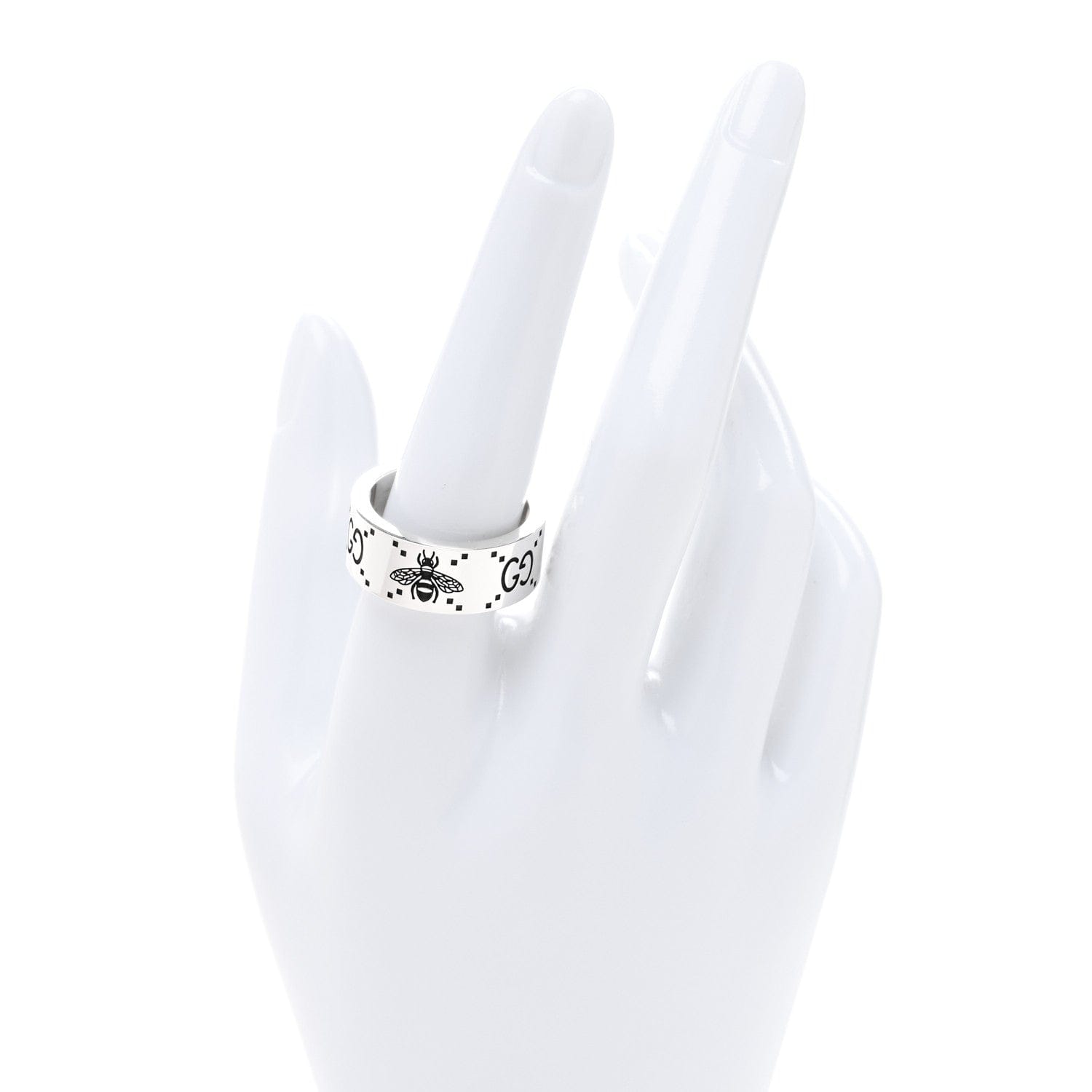 Gucci Sterling Silver GG Bee Band Ring 60 9