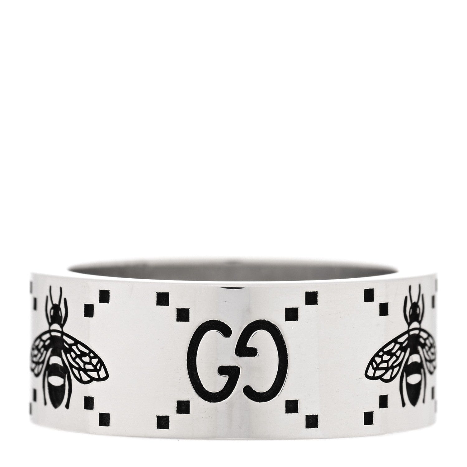 Gucci Sterling Silver GG Bee Band Ring 60 9