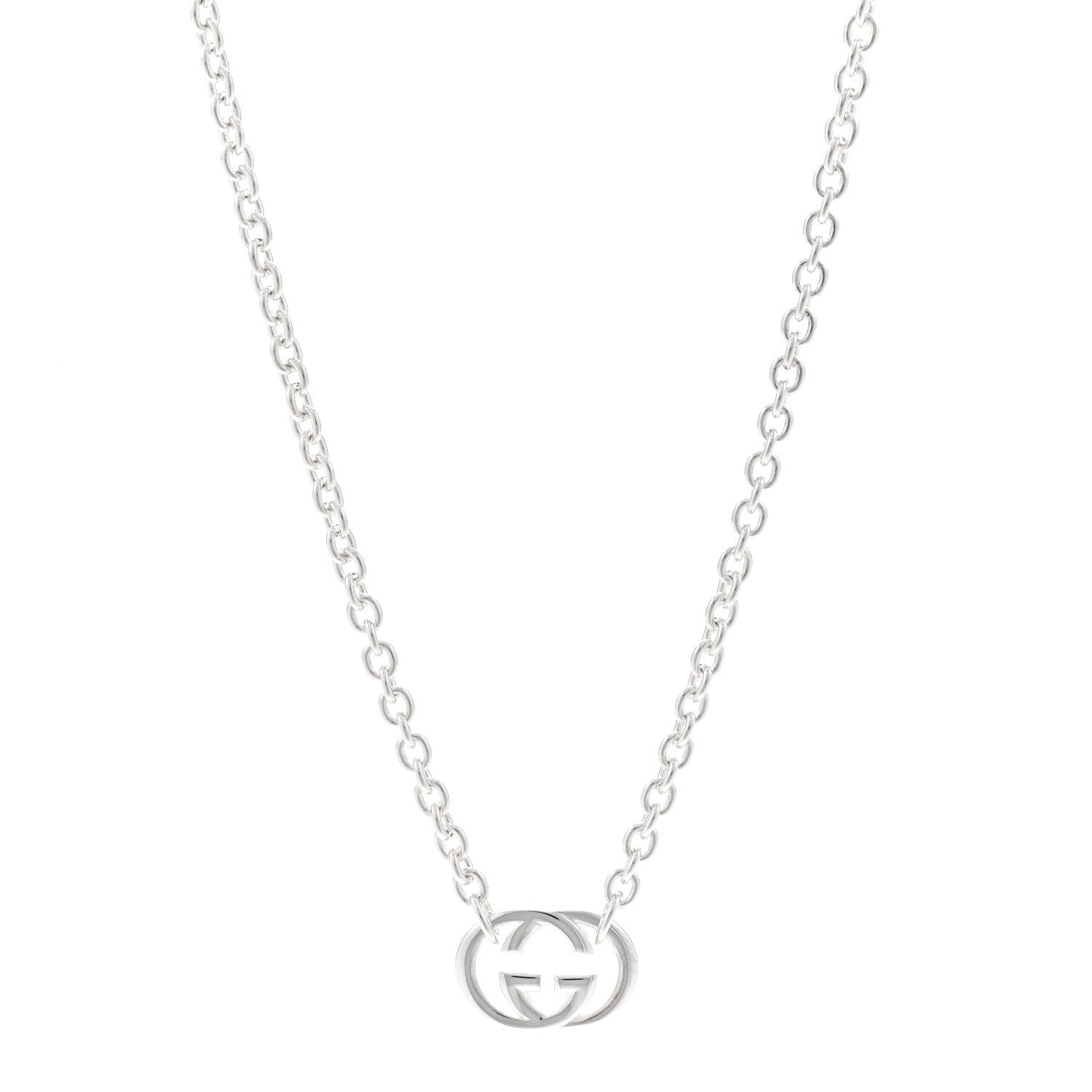Gucci Sterling Silver Britt Interlocking GG Pendant Necklace