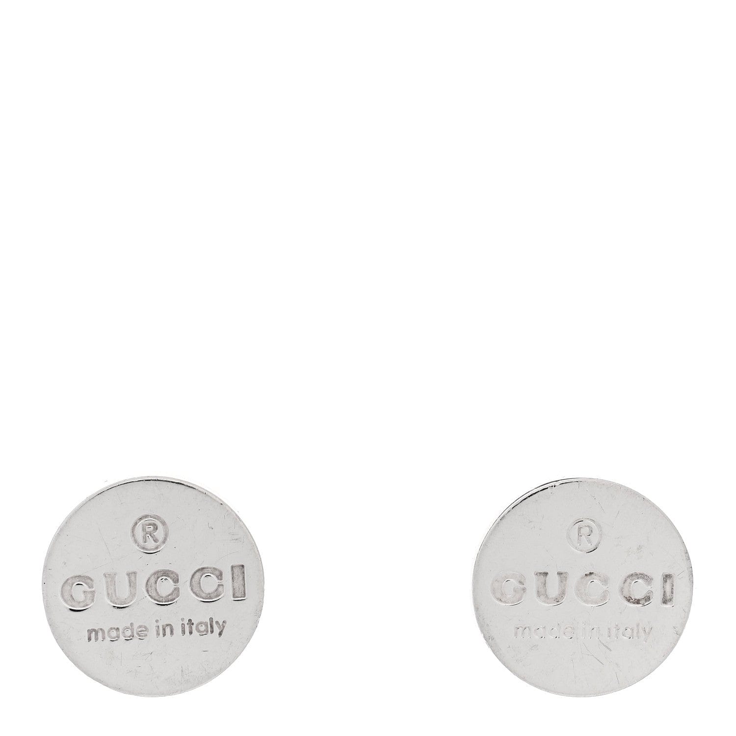 Gucci Sterling Silver Logo Round Earrings