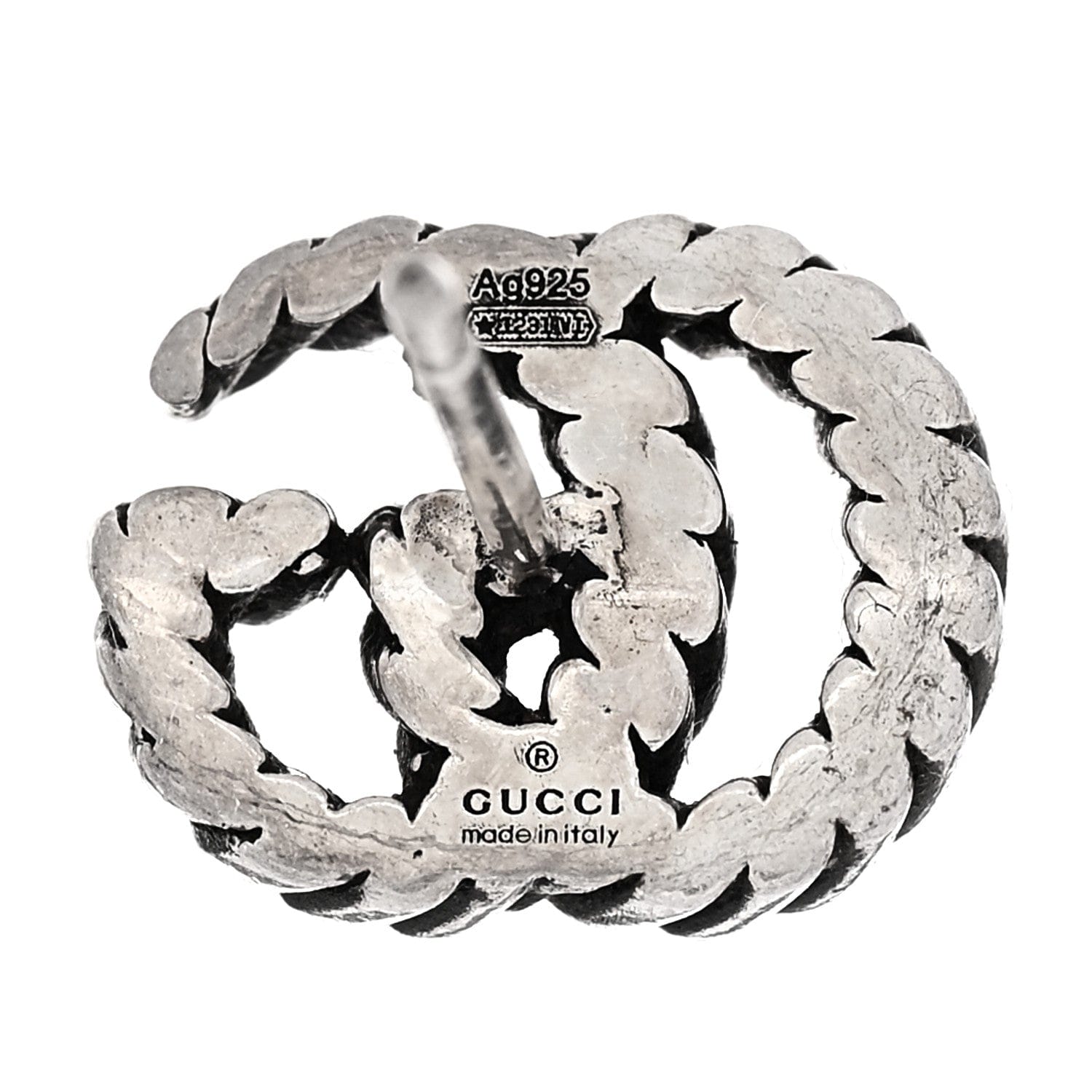 Gucci Sterling Silver Torchon Double G Earrings
