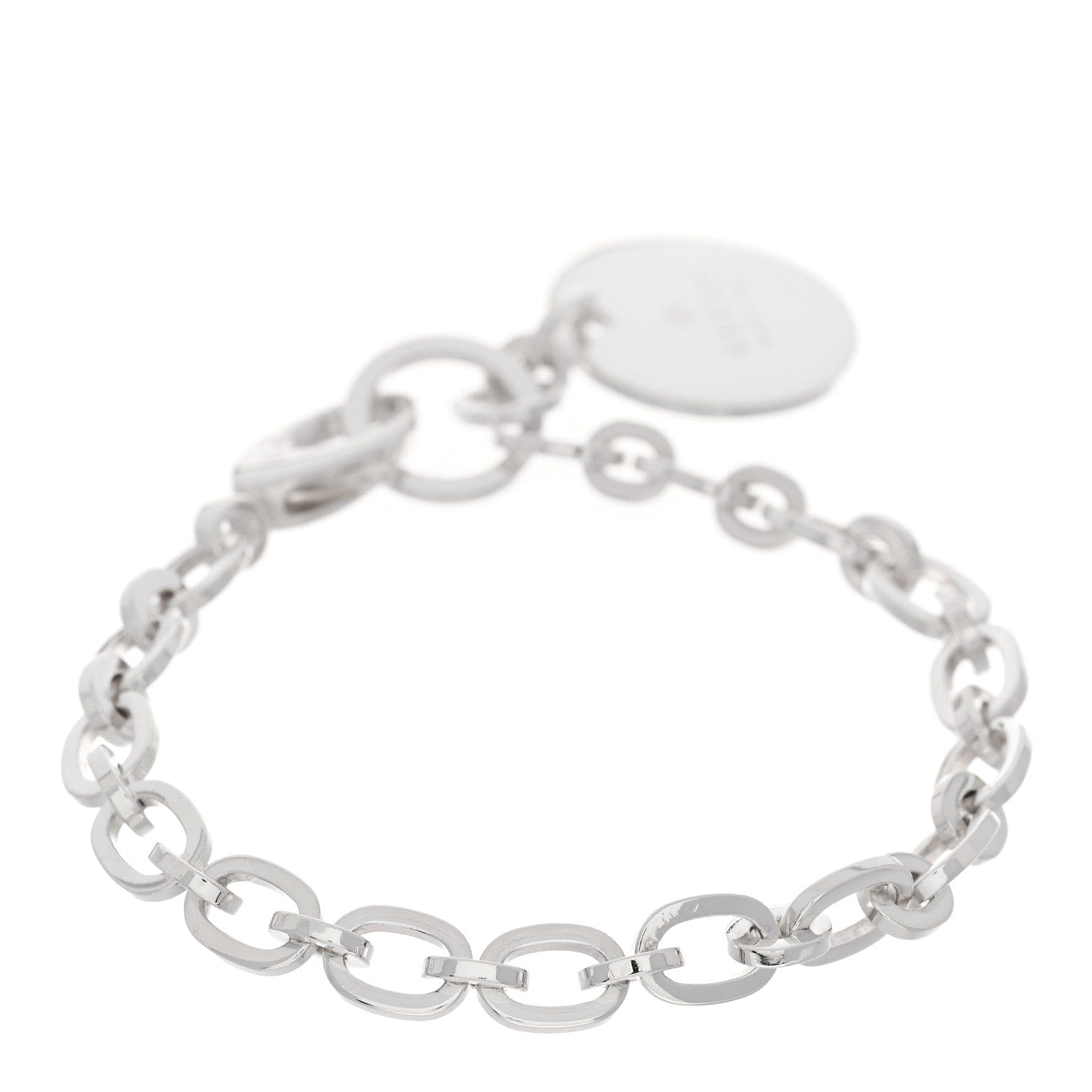 Gucci Sterling Silver Link Round Charm Bracelet