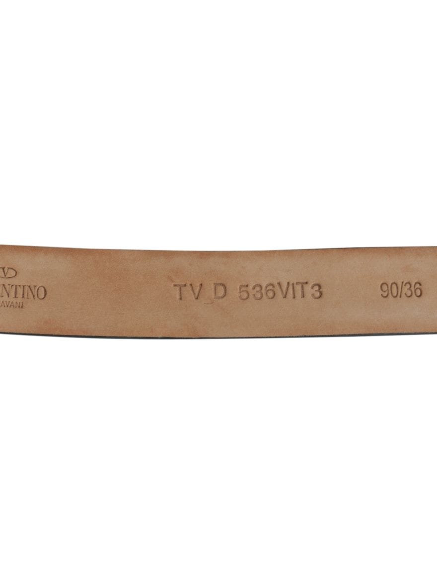Valentino Tan leather Embellished Logo Platino Belt Size: 36"
