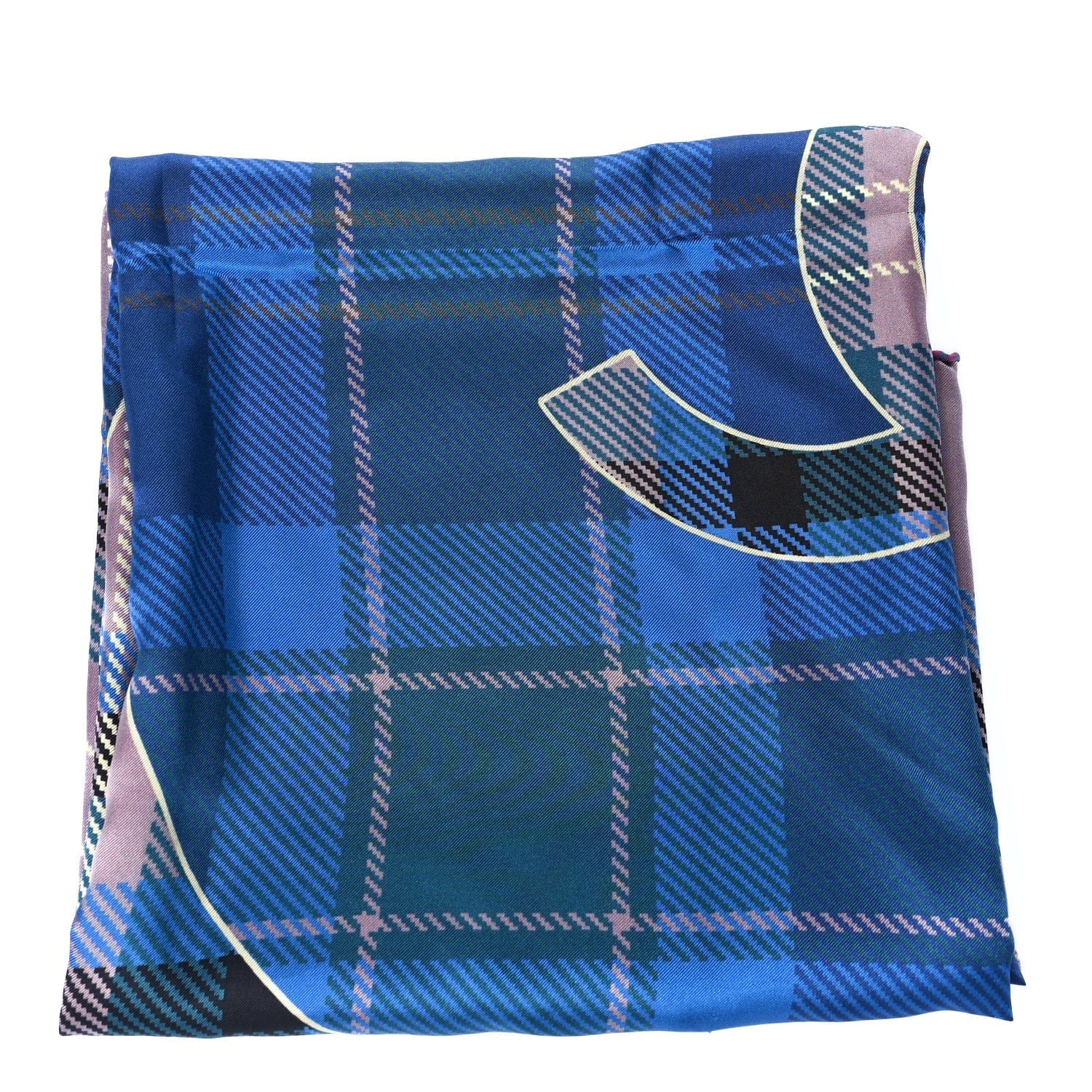 Chanel Silk Tartan CC Scarf Pink Blue