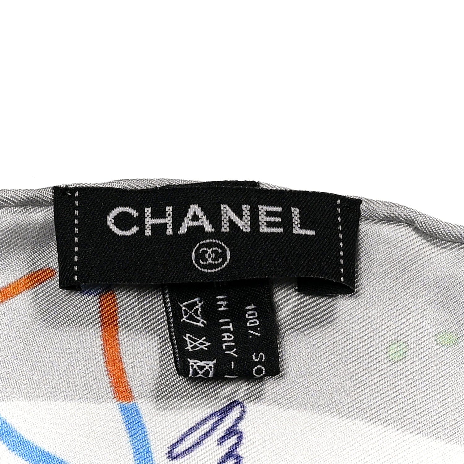 Chanel Silk Constellations CC Square Scarf Grey Multicolor