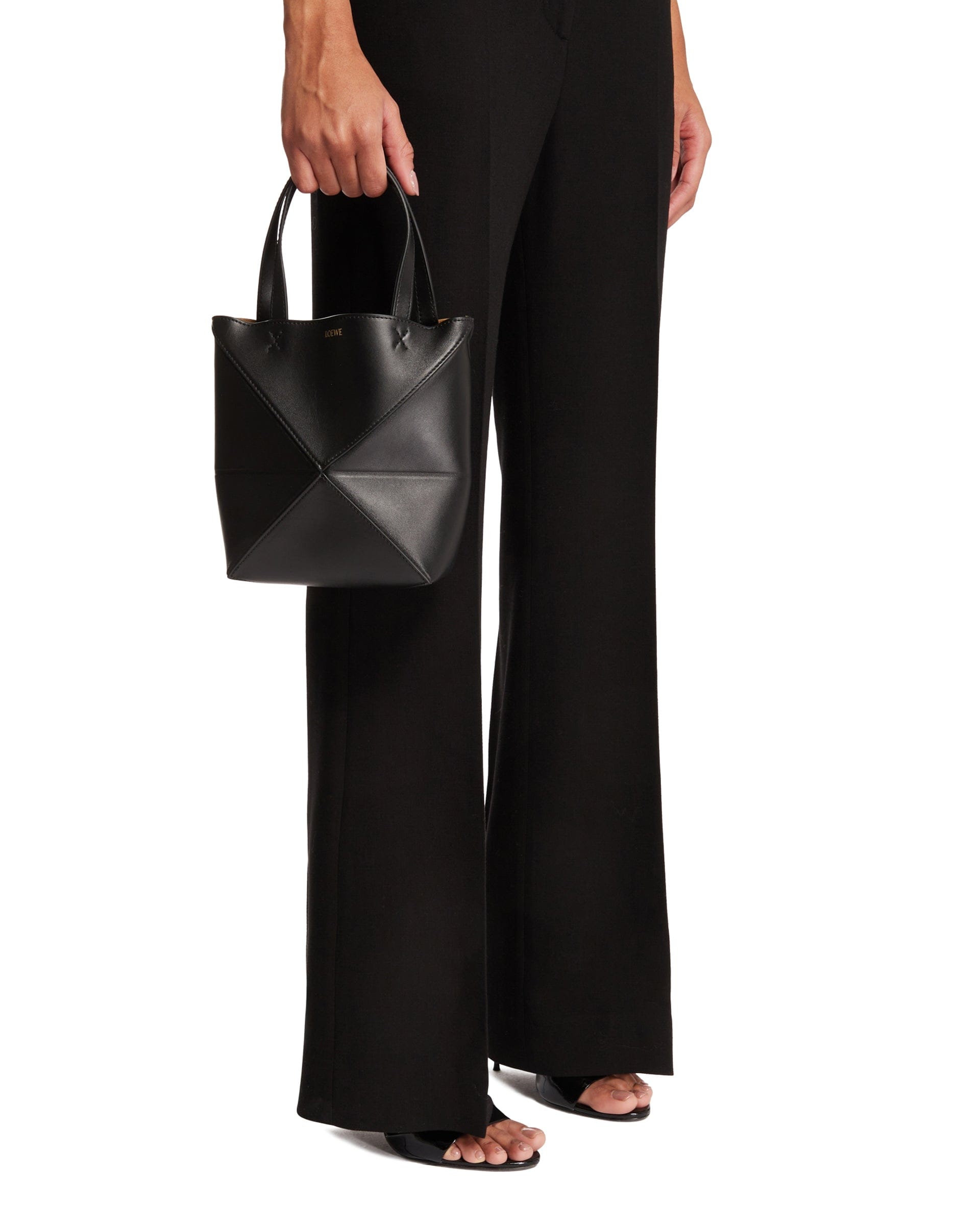 Loewe Borsa Puzzle Fold piccola in pelle nera