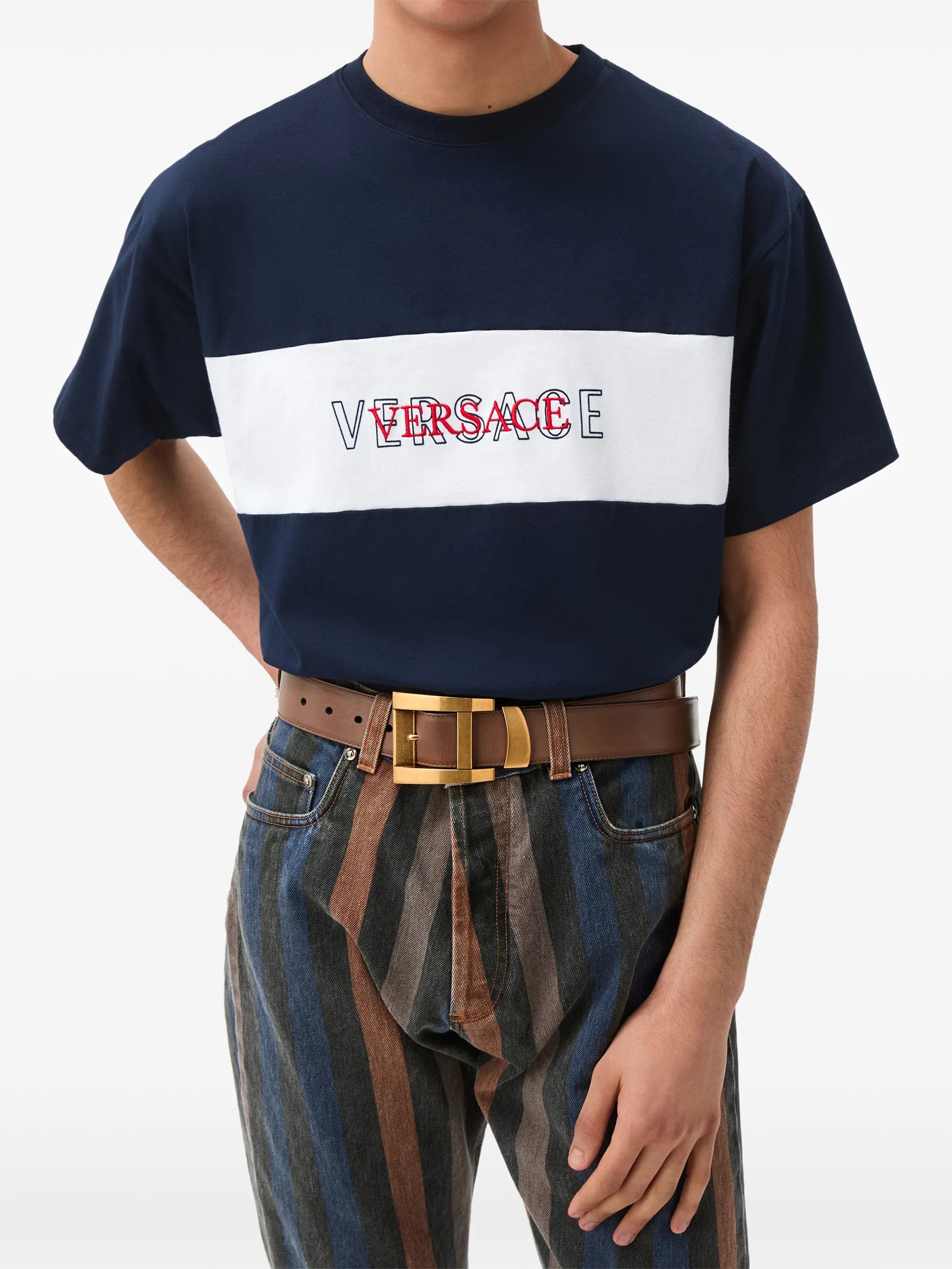 Versace intarsia cotton - jersey regular T - shirt