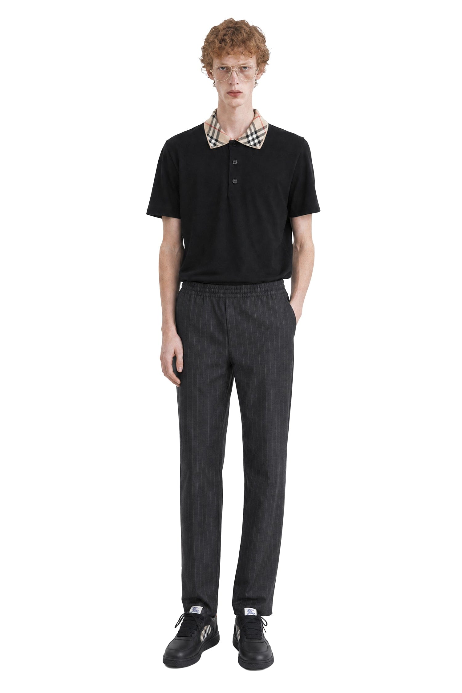 Burberry Check Collar Cotton Polo Shirt