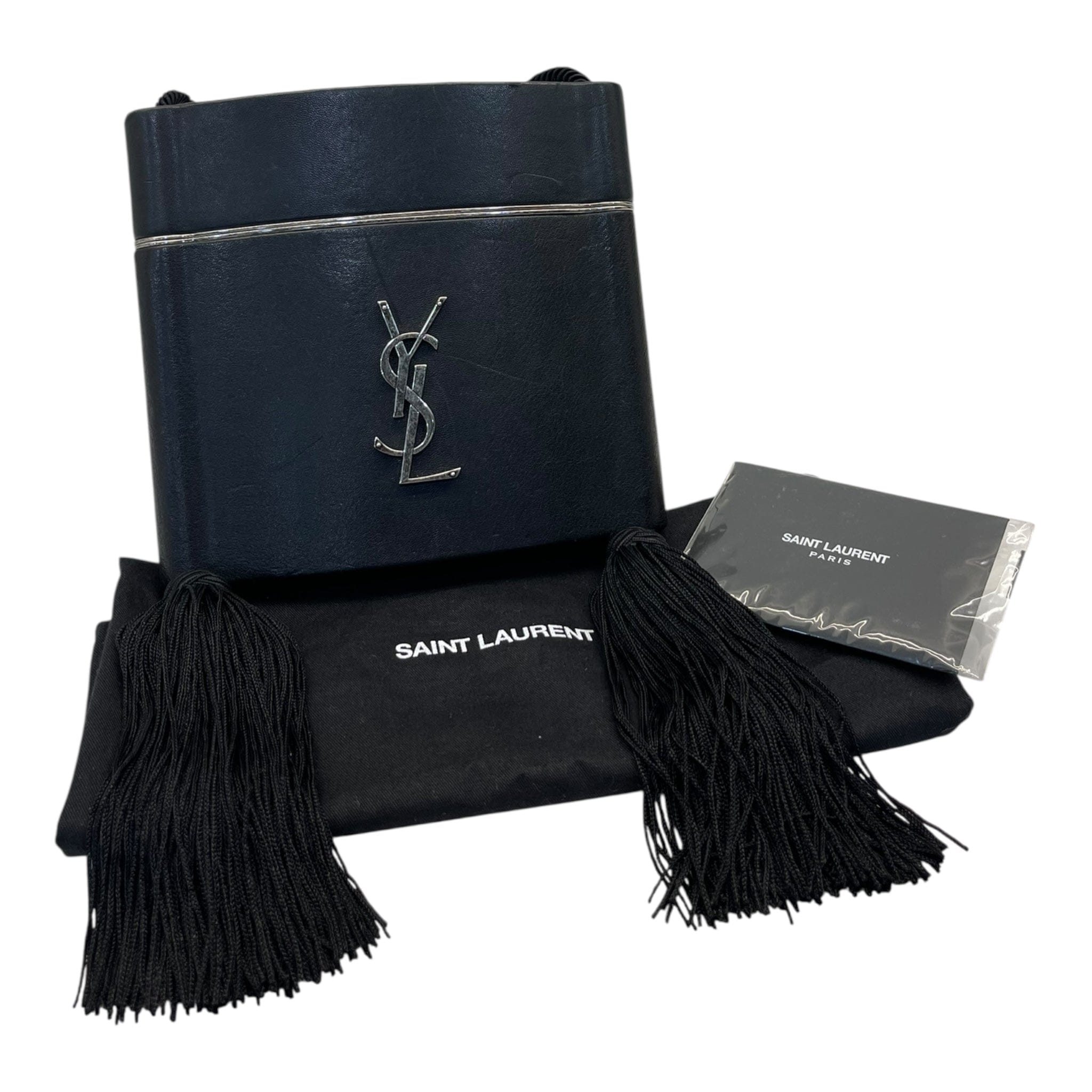 YVES SAINT Laurent Saint Laurent Tuxedo Box Minaudière with Tassels Crossbody Bag