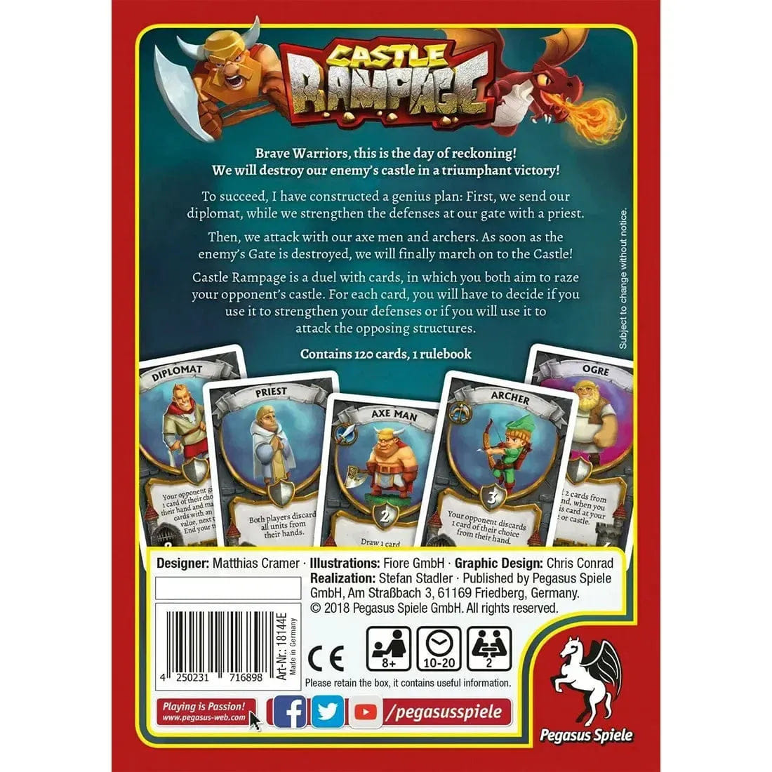 Nike Castle Rampage - Strategy War Card Game for Family, and Adults (2 Players, Ages 8+) - Pegasus Spiele