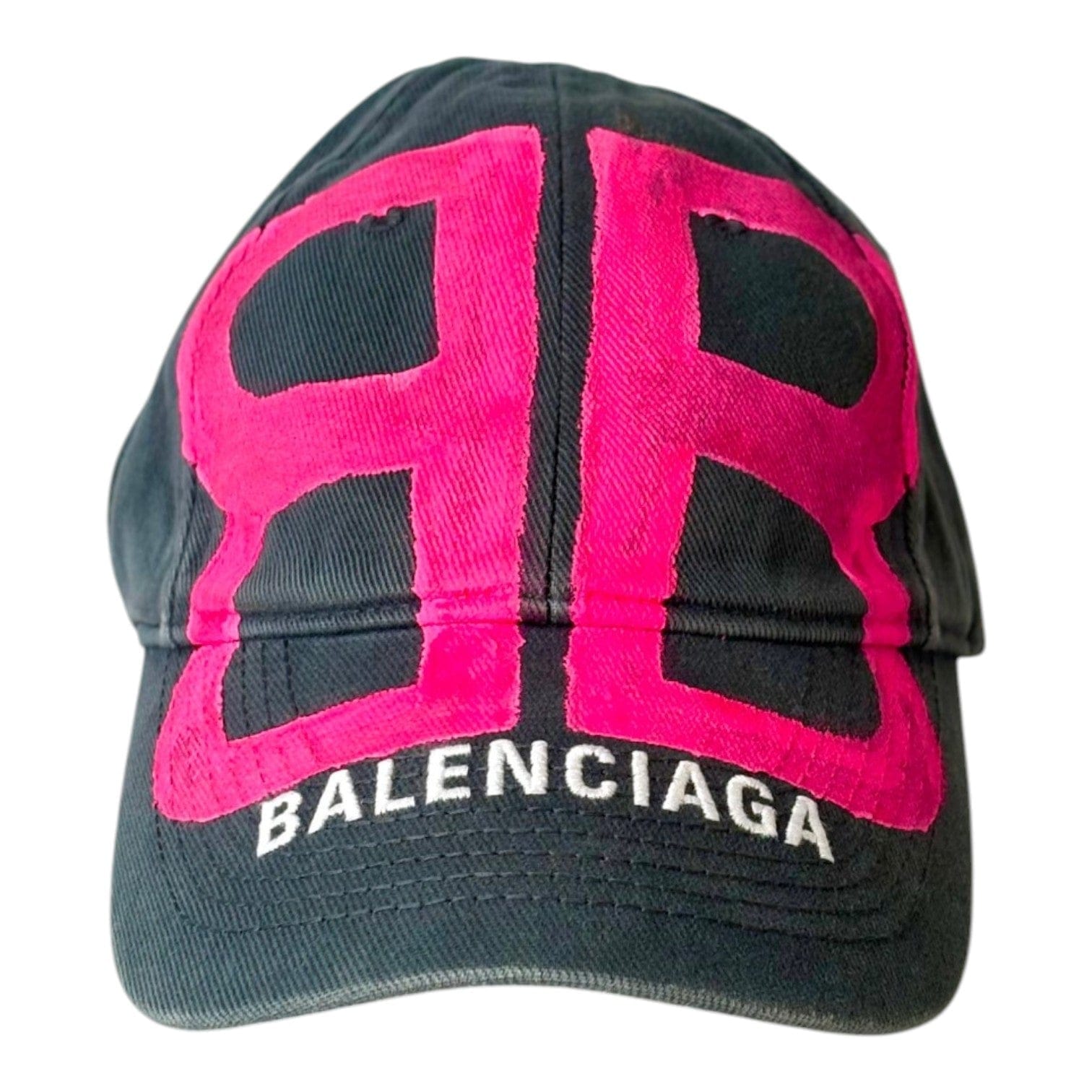 Balenciaga Cap Grey With Pink Paint Logo Small 55 cm