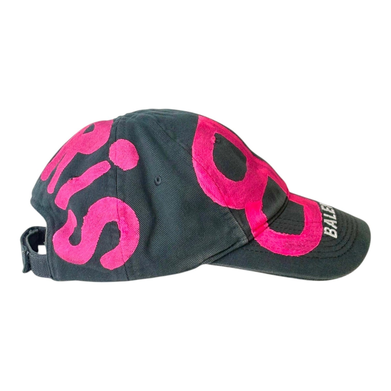 Balenciaga Cap Grey With Pink Paint Logo Small 55 cm