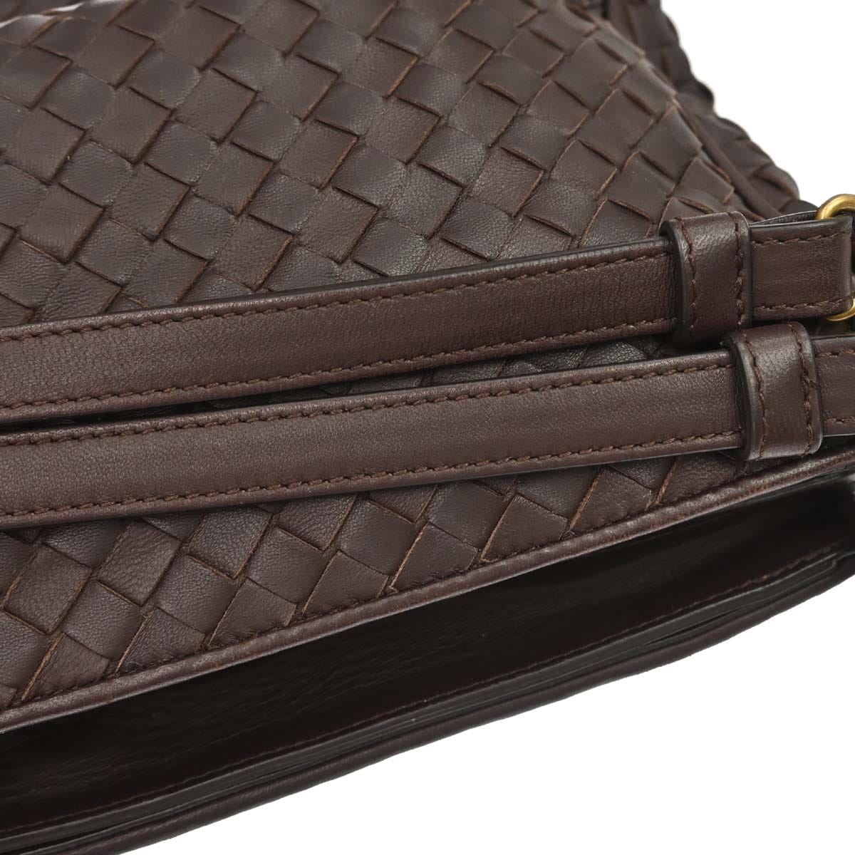 Bottega Veneta Brown Lambskin Intrecciato Shoulder Bag