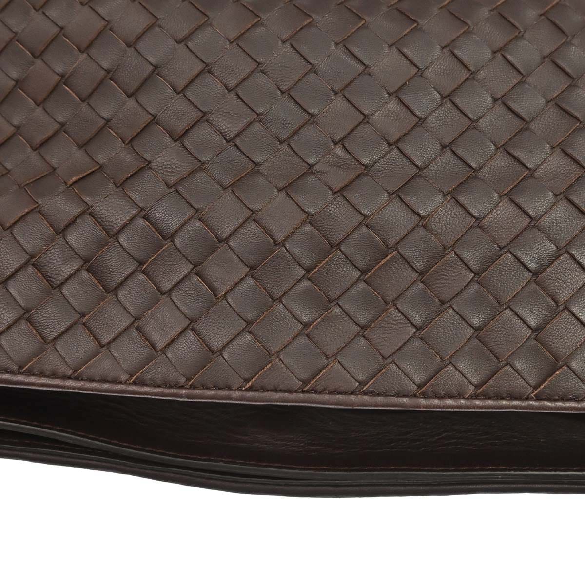 Bottega Veneta Brown Lambskin Intrecciato Shoulder Bag