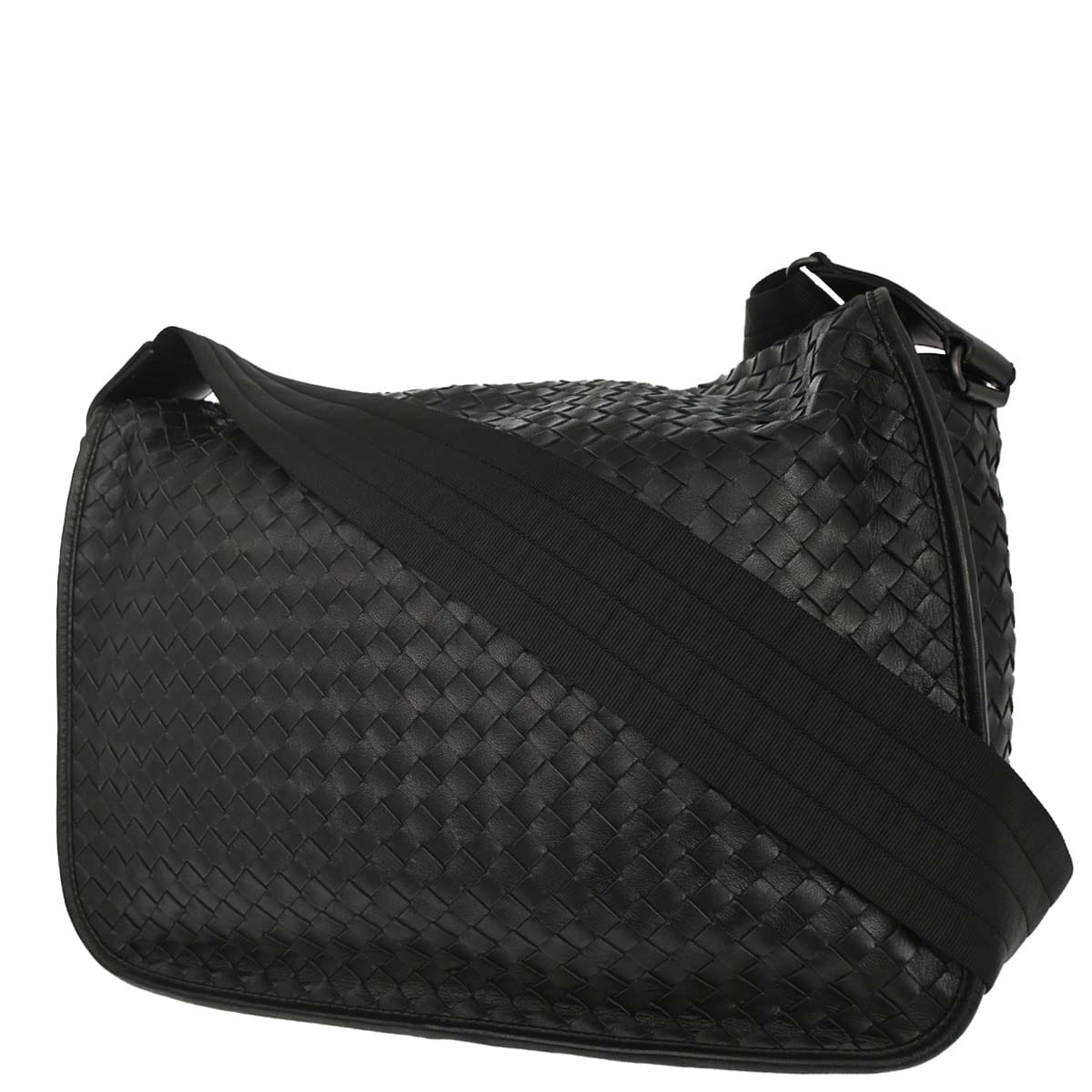 Bottega Veneta Black Lambskin Intrecciato Shoulder Bag
