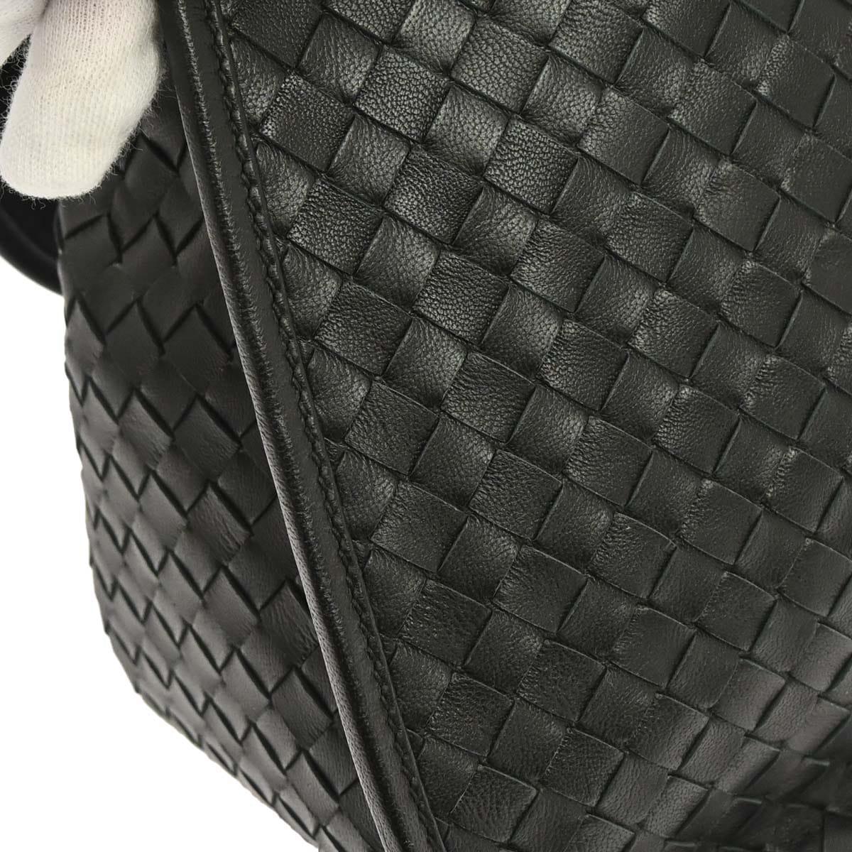 Bottega Veneta Black Lambskin Intrecciato Shoulder Bag