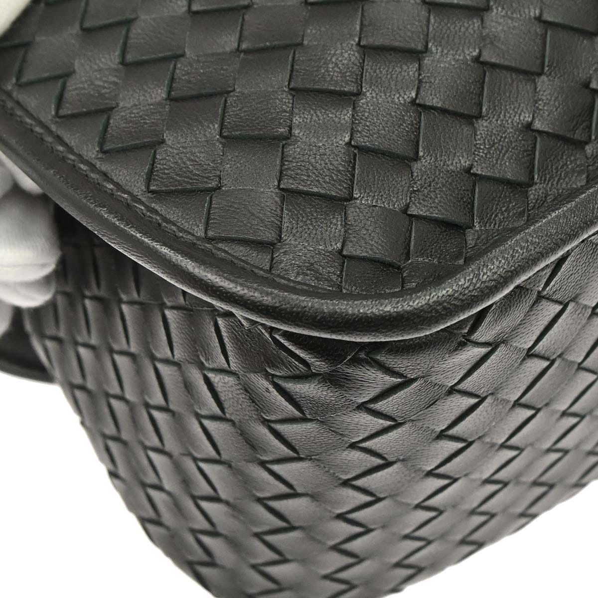 Bottega Veneta Black Lambskin Intrecciato Shoulder Bag