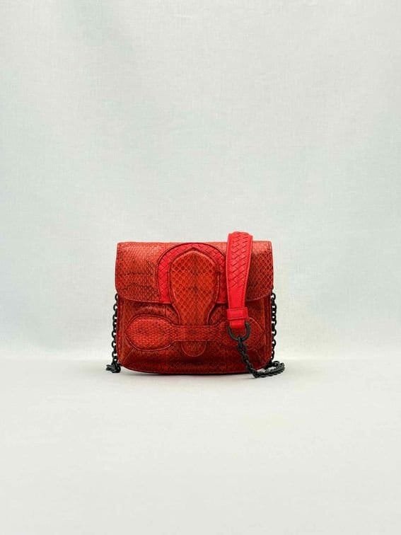 Bottega Veneta Rialto Red Intrecciato Shoulder Bag