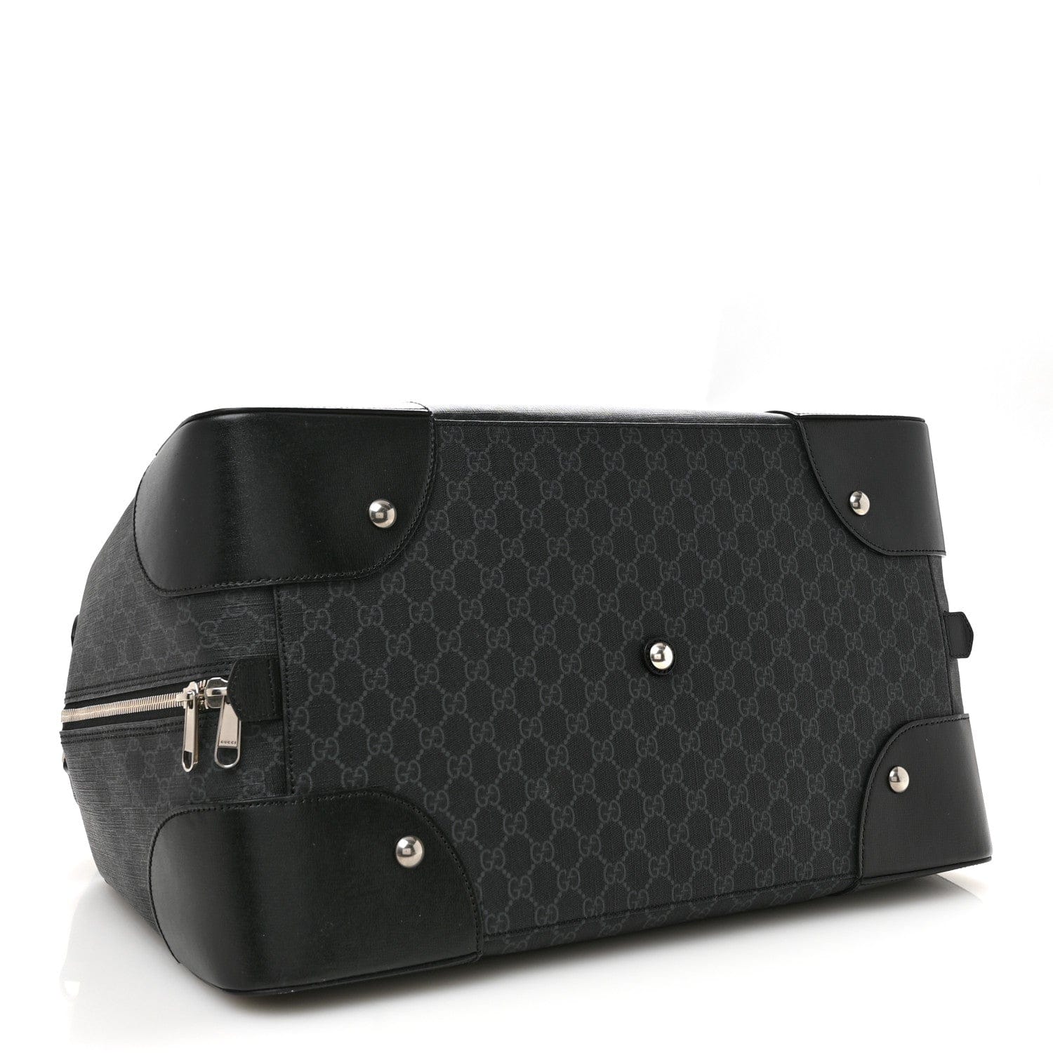 Gucci GG Supreme Monogram Azalea Calfskin Retro Interlocking G Large Duffle Bag Black Grey