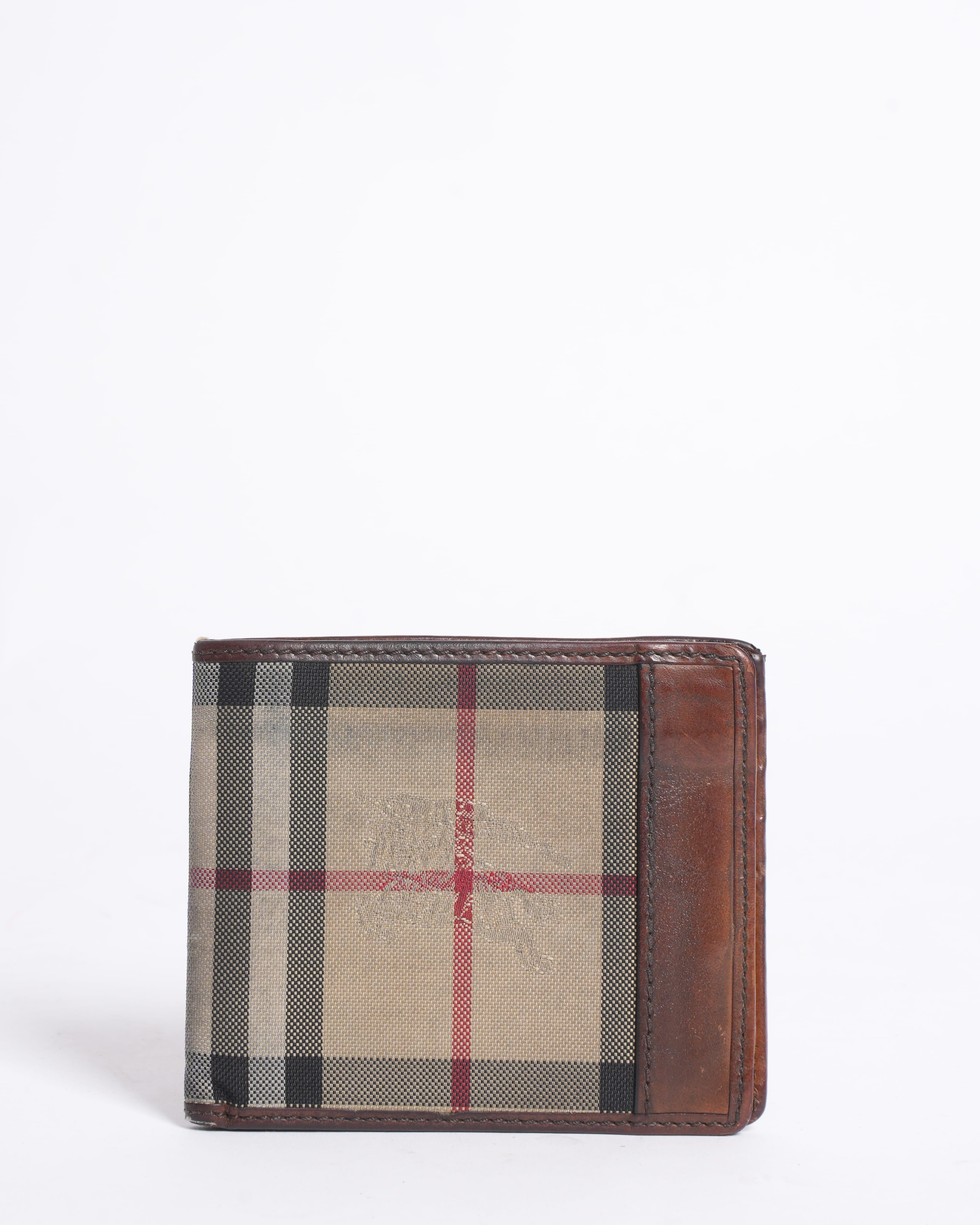 Burberry bifold checkered canvas wallet