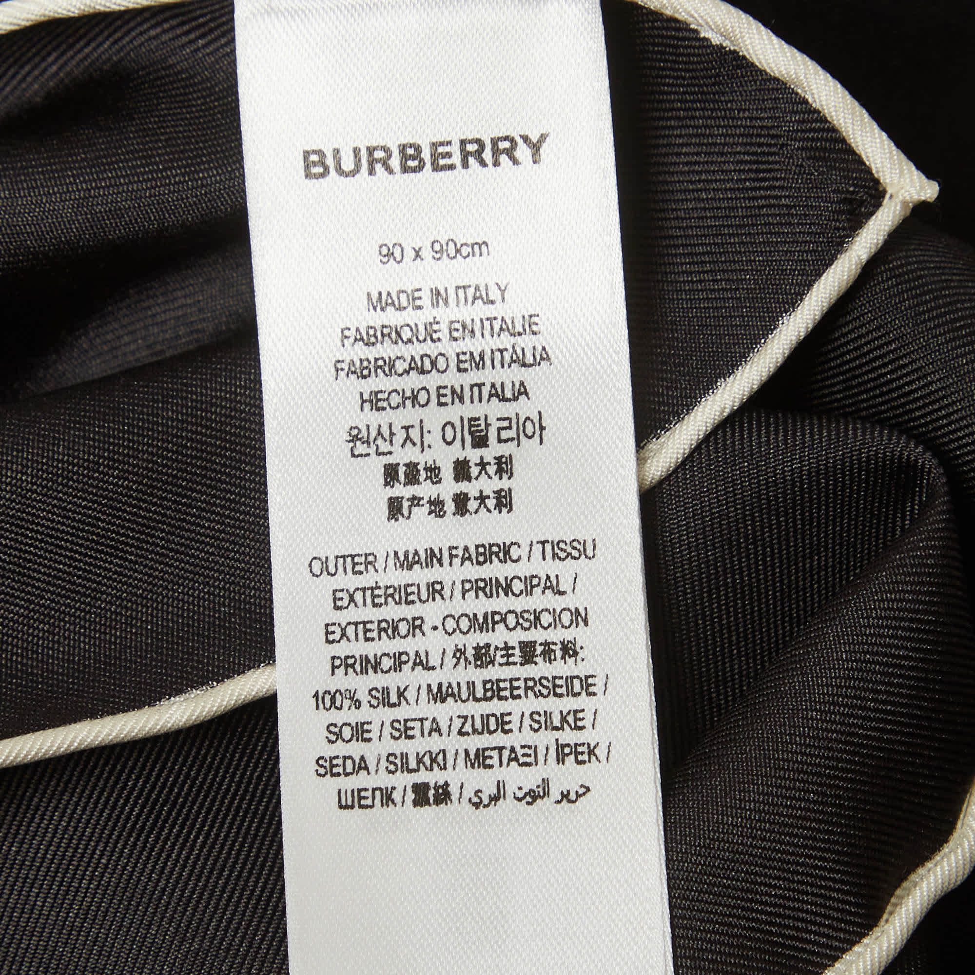 Burberry Black Horseferry Inverse Printed Silk Square Scarf