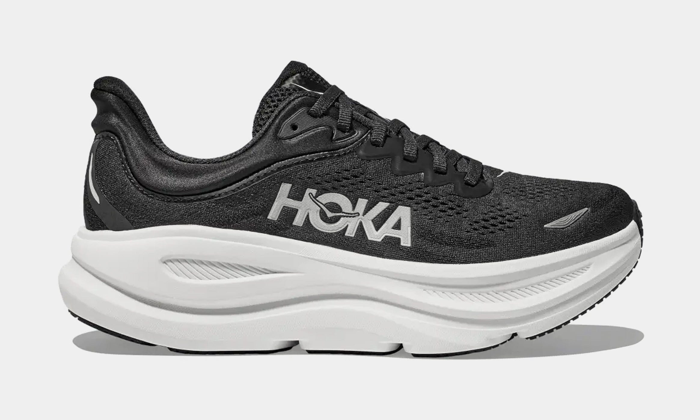 Hoka Bondi 9 Womens Running Shoes (Black/White/Black) Free Shipping