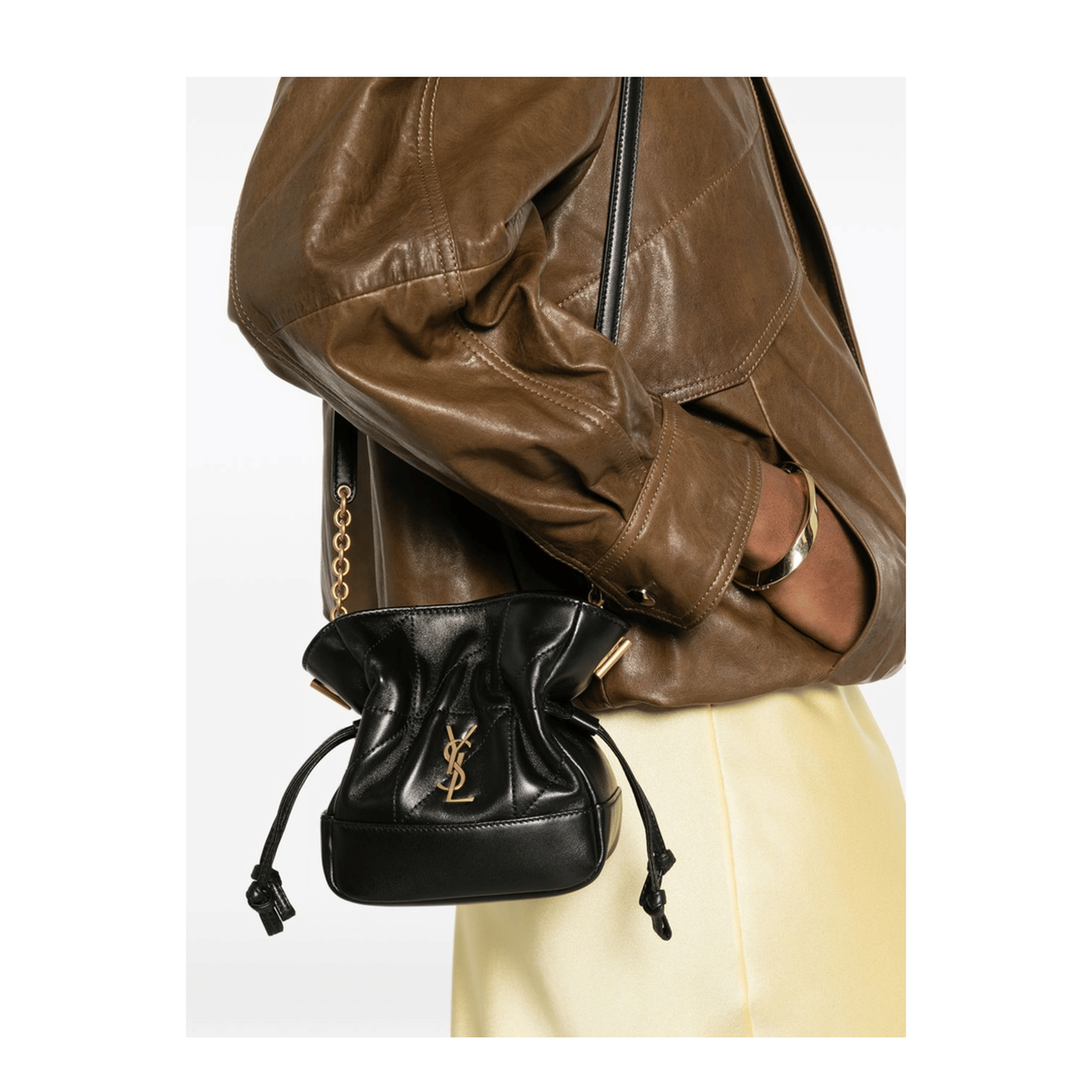 Saint Laurent Jamie Mini Lambskin Shoulder Pouch - Black