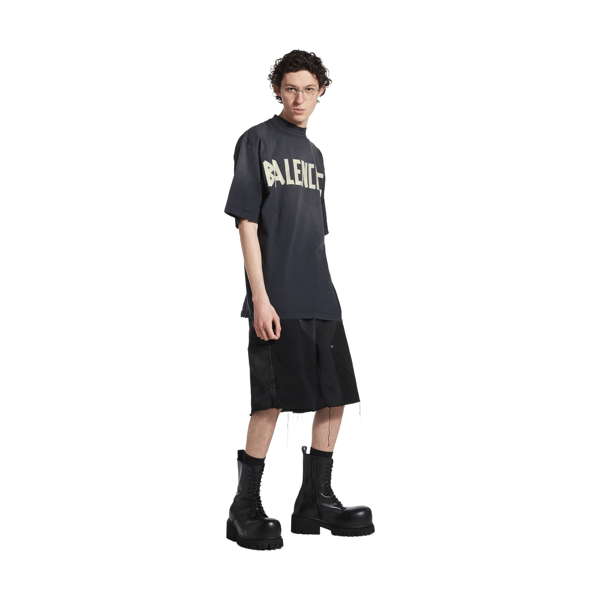 BALENCIAGA Tape Type Medium Fit T-Shirt Black Faded (SS25)