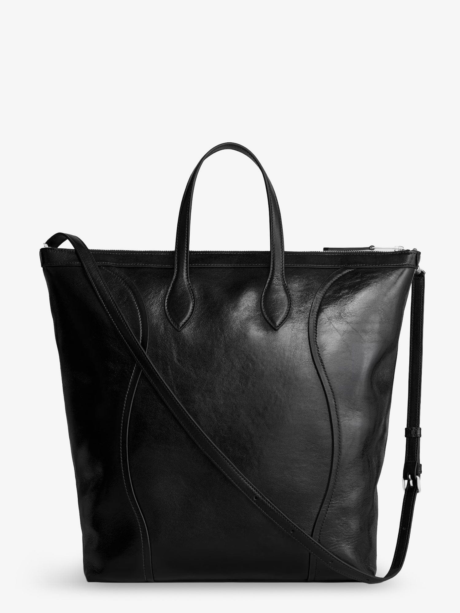 Celine Men Cabas Leather Shopping Bag With Front Logo