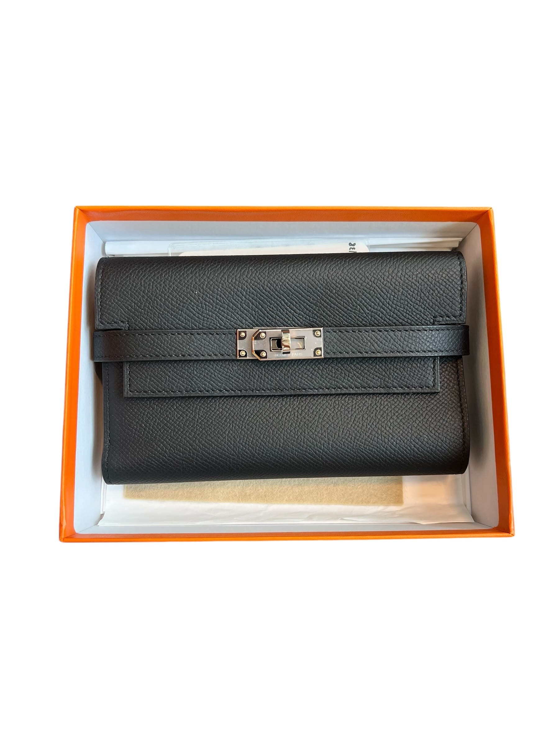 Hermes Kelly Compact Wallet Black Epsom PHW #D SSLG1004