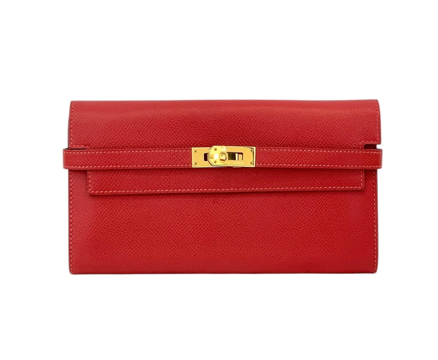 Hermes Red Long Kelly Wallet in Epsom with GHLW