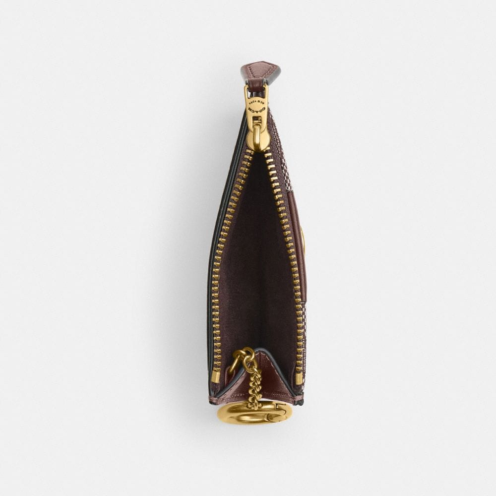 Coach Essential Mini Id Card Case In Signature Jacquard Brass Oak Maple